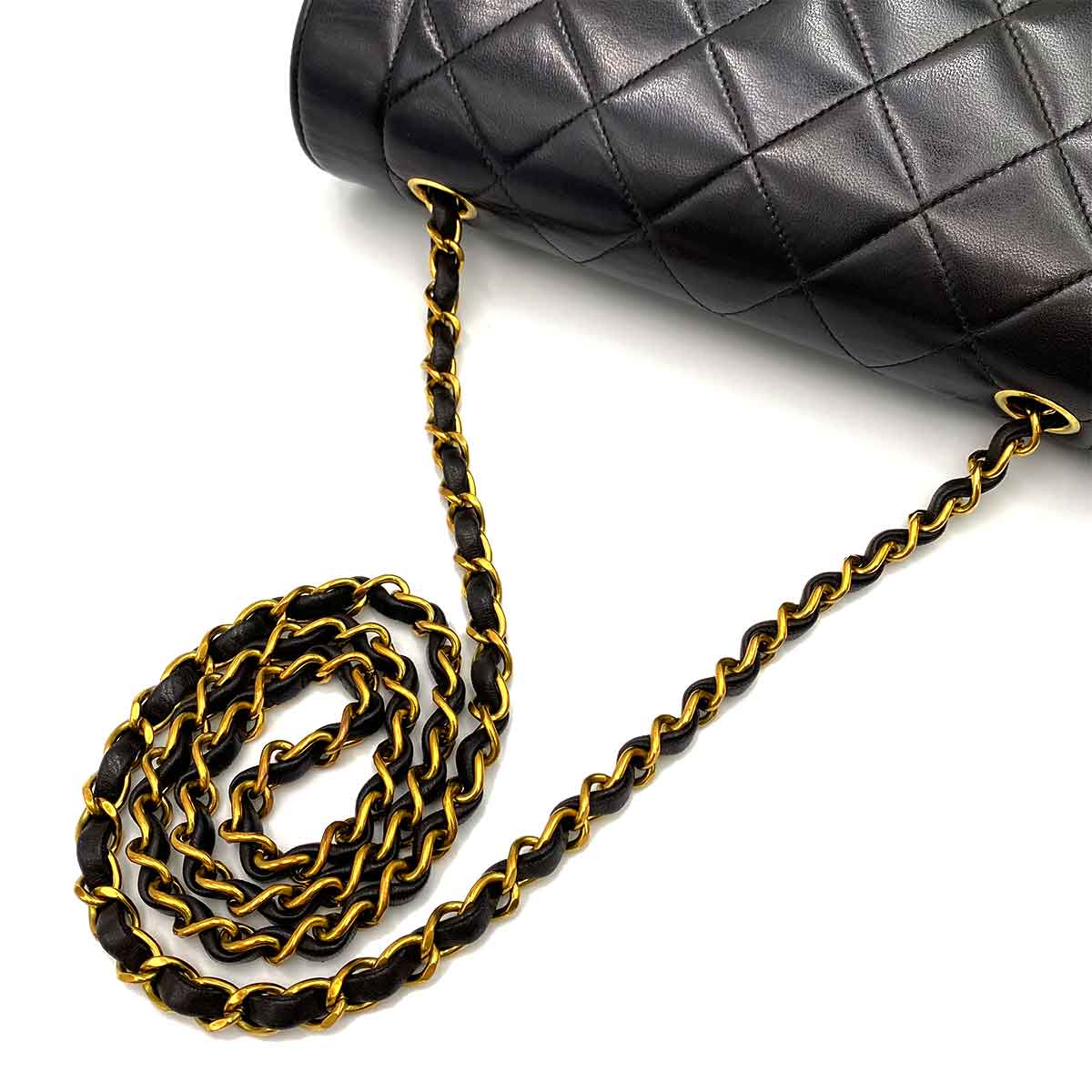 Chanel CHANEL VINTAGE DIANA MEDIUM CHAIN SHOULDER BAG BLACK LAMB SKIN 90227491