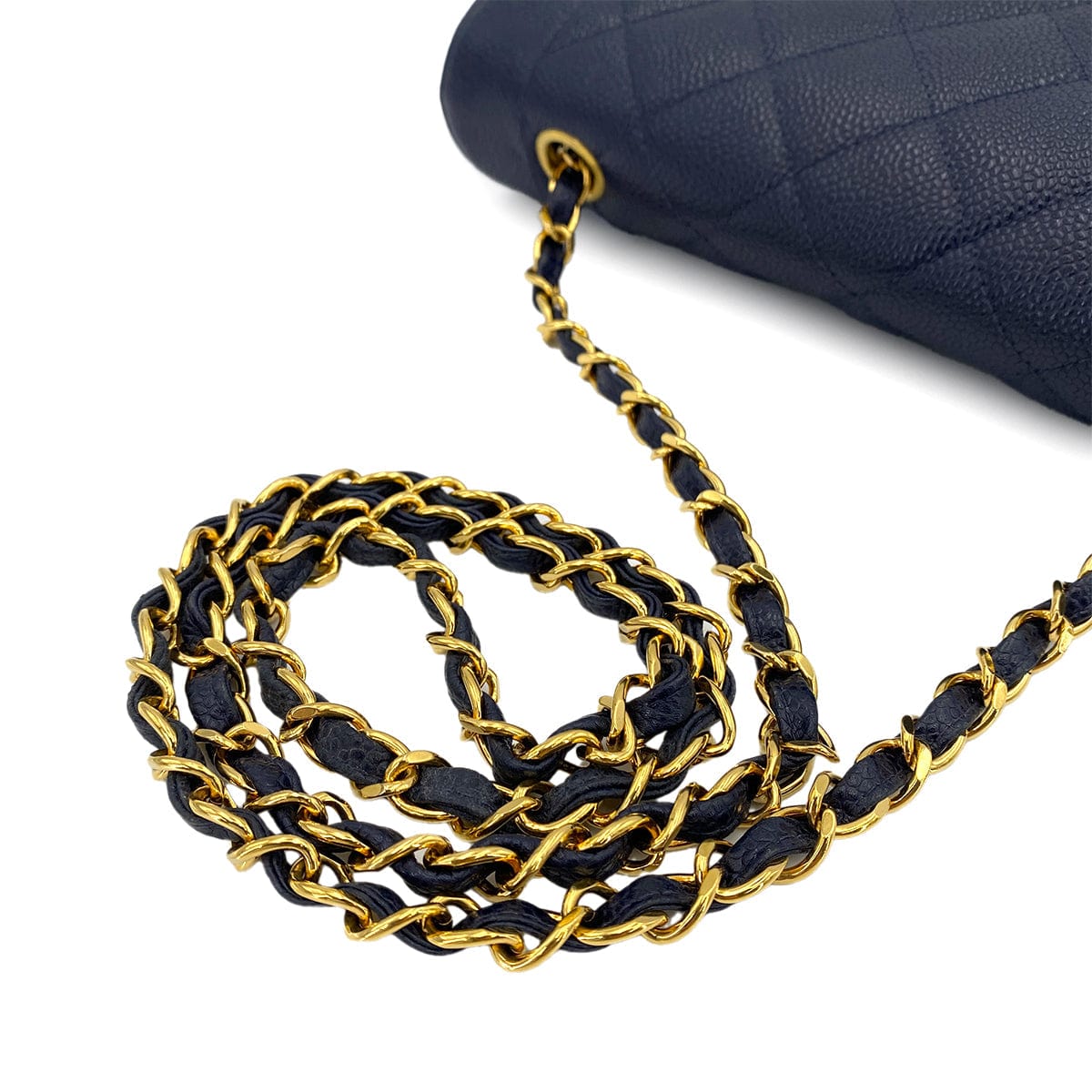 CHANEL CHANEL VINTAGE DIANA MEDIUM CHAIN SHOULDER BAG NAVY CAVIAR SKIN 90249035