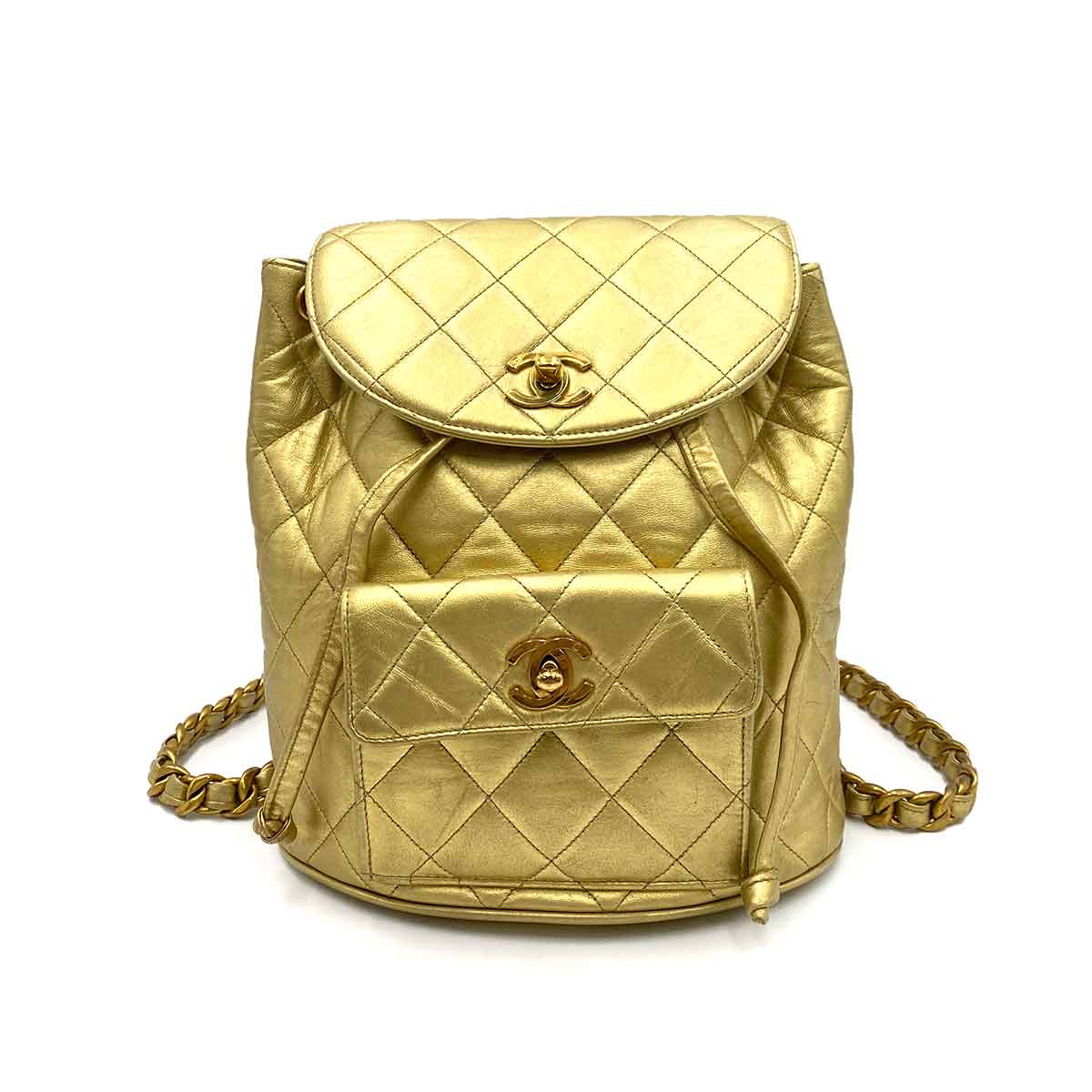 Chanel CHANEL VINTAGE DUMA CHAIN BACKPACK GOLD LAMB SKIN 90238032