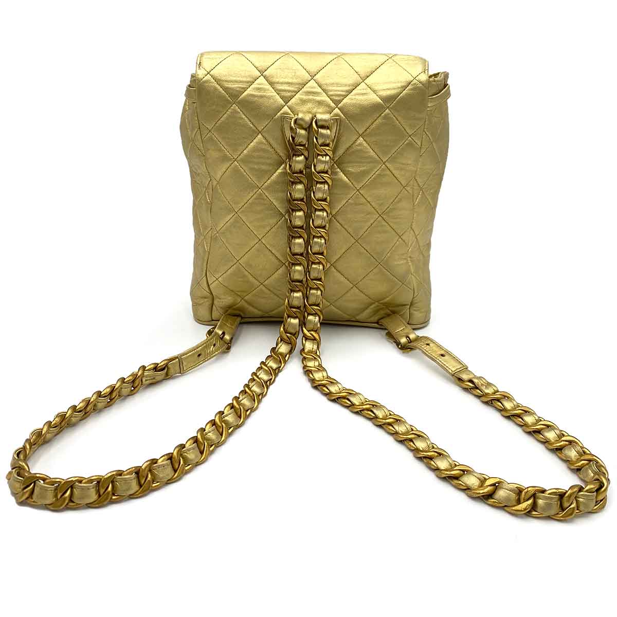 Chanel CHANEL VINTAGE DUMA CHAIN BACKPACK GOLD LAMB SKIN 90238032