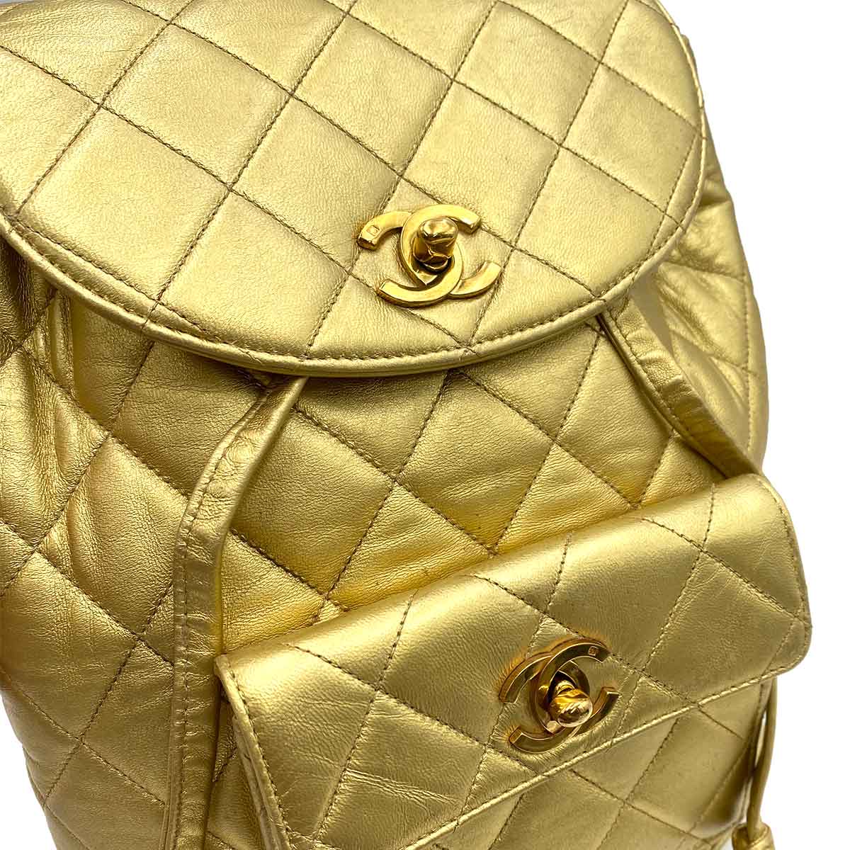 Chanel CHANEL VINTAGE DUMA CHAIN BACKPACK GOLD LAMB SKIN 90238032