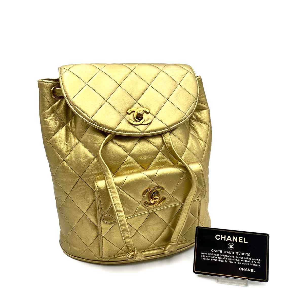 Chanel CHANEL VINTAGE DUMA CHAIN BACKPACK GOLD LAMB SKIN 90238032