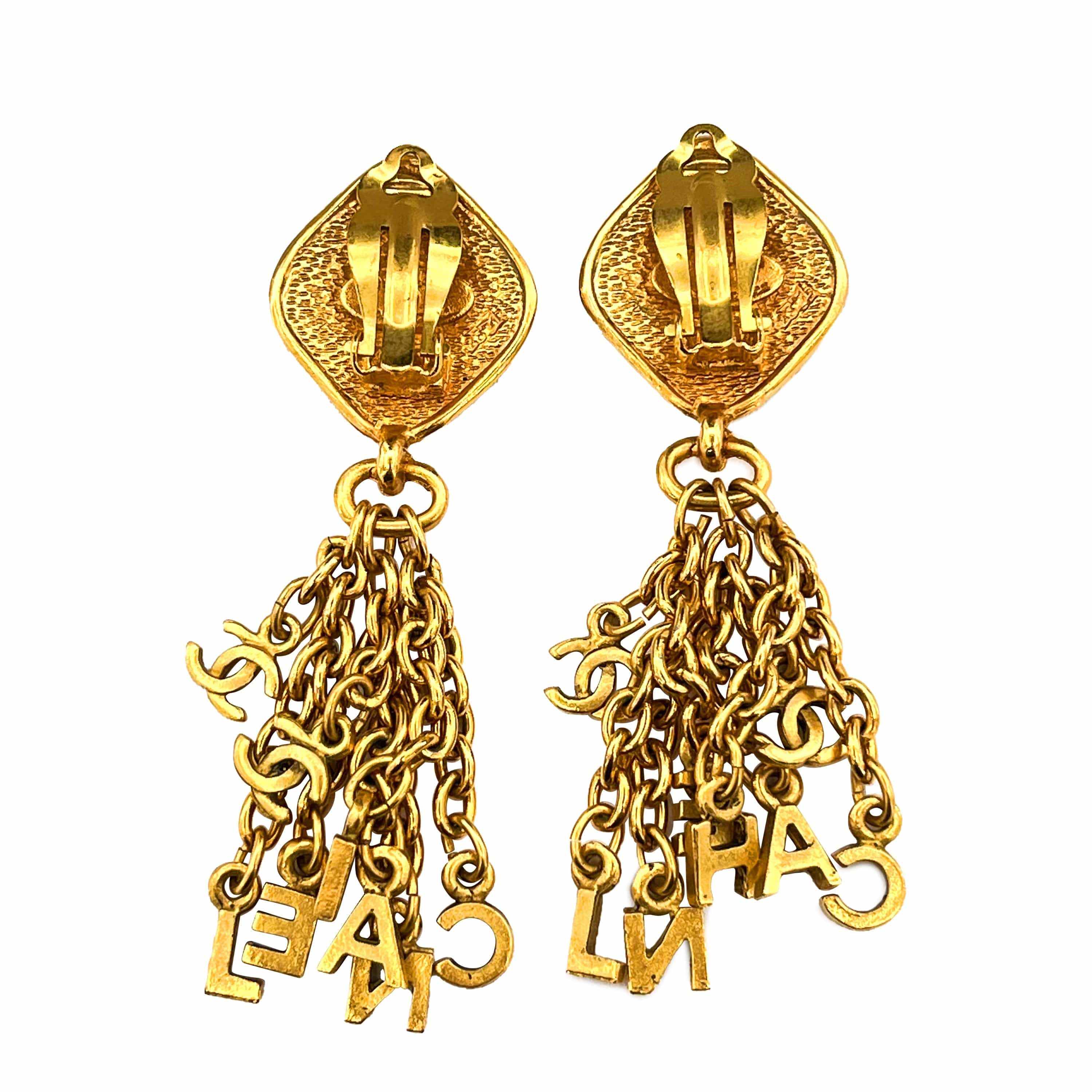 Chanel Chanel Vintage Fringe Alphabet Earrings (Clip-On)