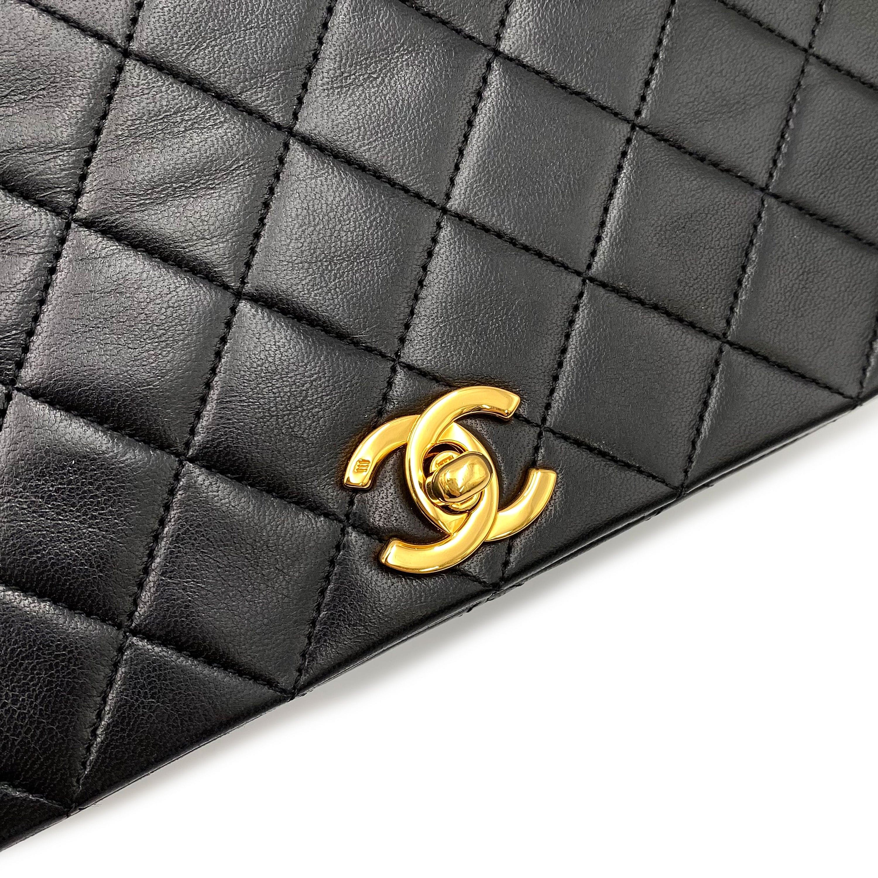 Chanel CHANEL VINTAGE FULL FLAP CHAIN SHOULDER BAG BLACK LAMB SKIN 90225670