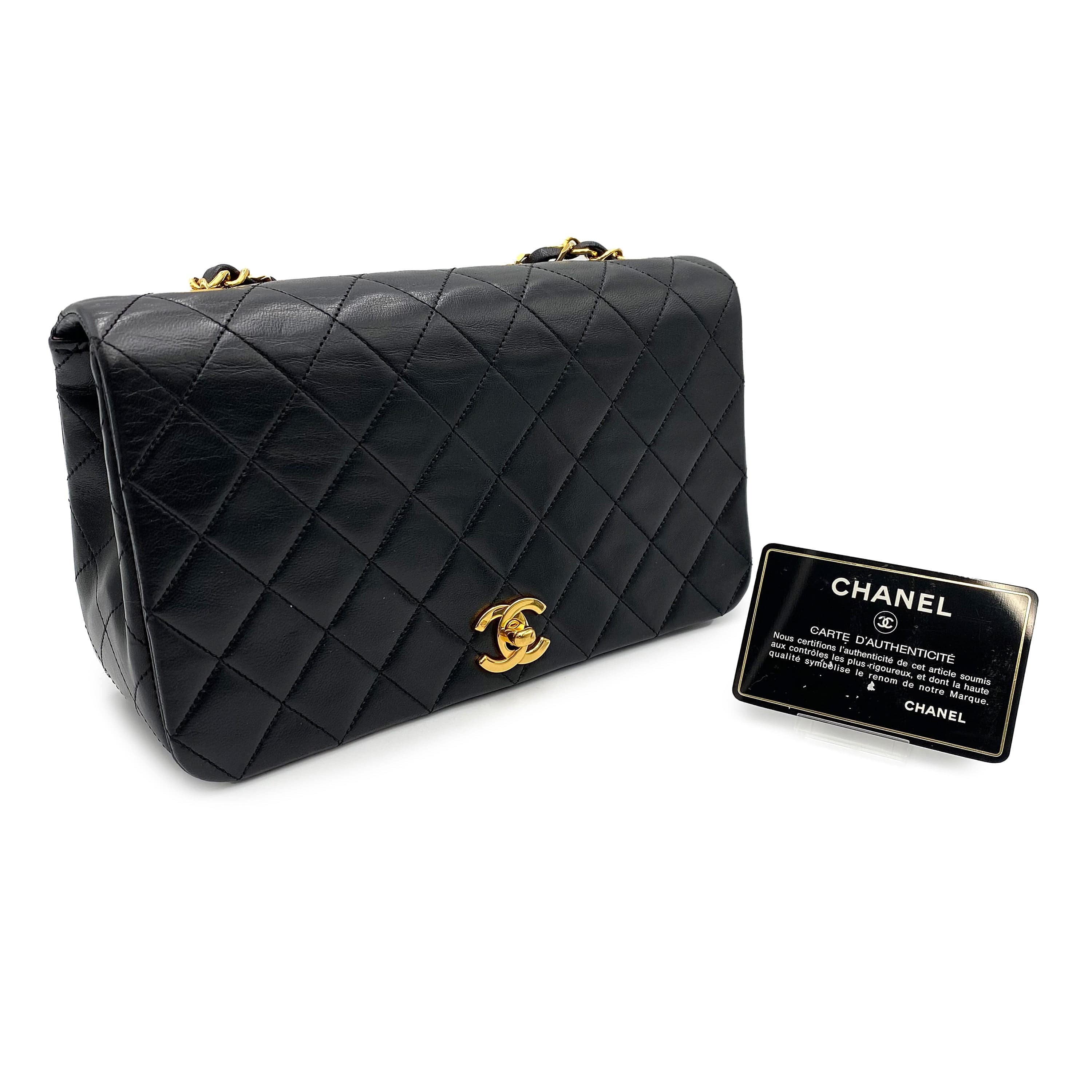 Chanel CHANEL VINTAGE FULL FLAP CHAIN SHOULDER BAG BLACK LAMB SKIN 90225670