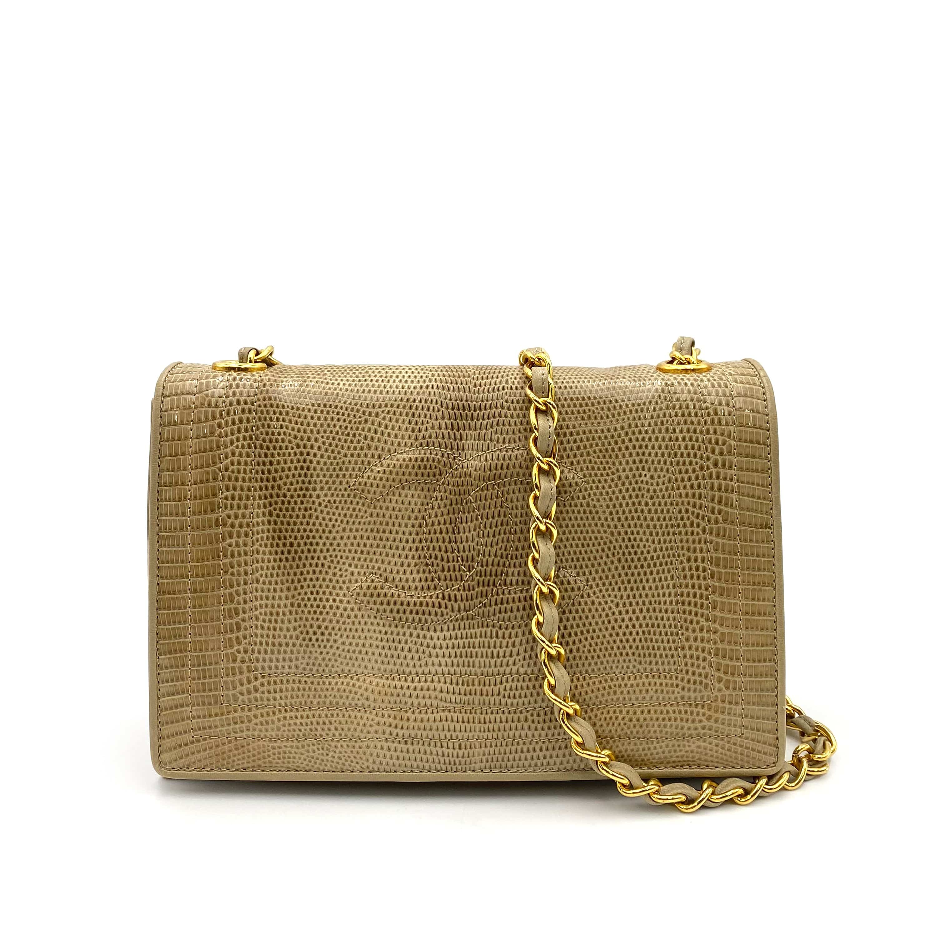 Chanel Chanel Vintage Full Flap Mini Beige Lizard GHW #0 90235900