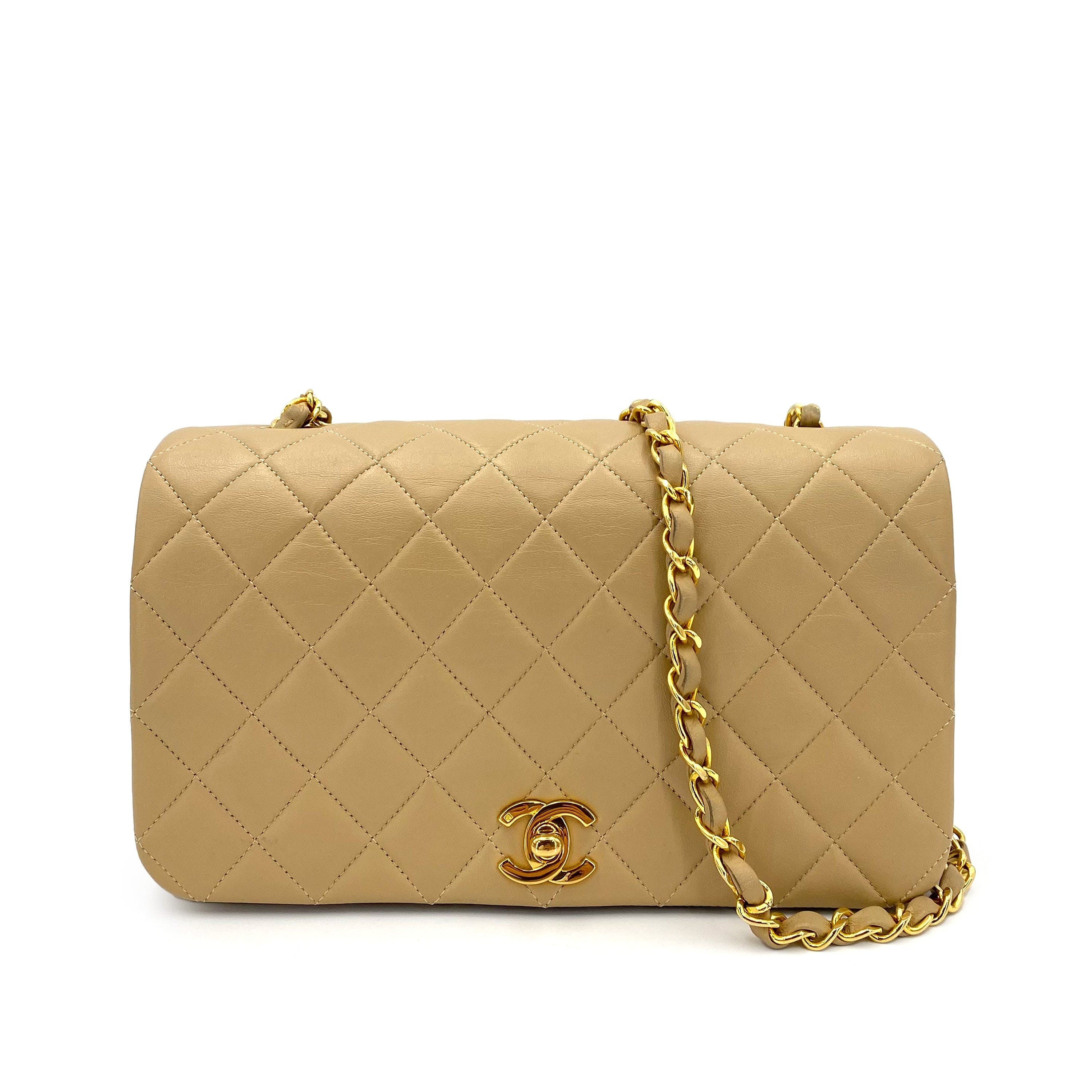 Chanel Chanel Vintage Full Flap Small Beige Lambskin GHW #1 90242948