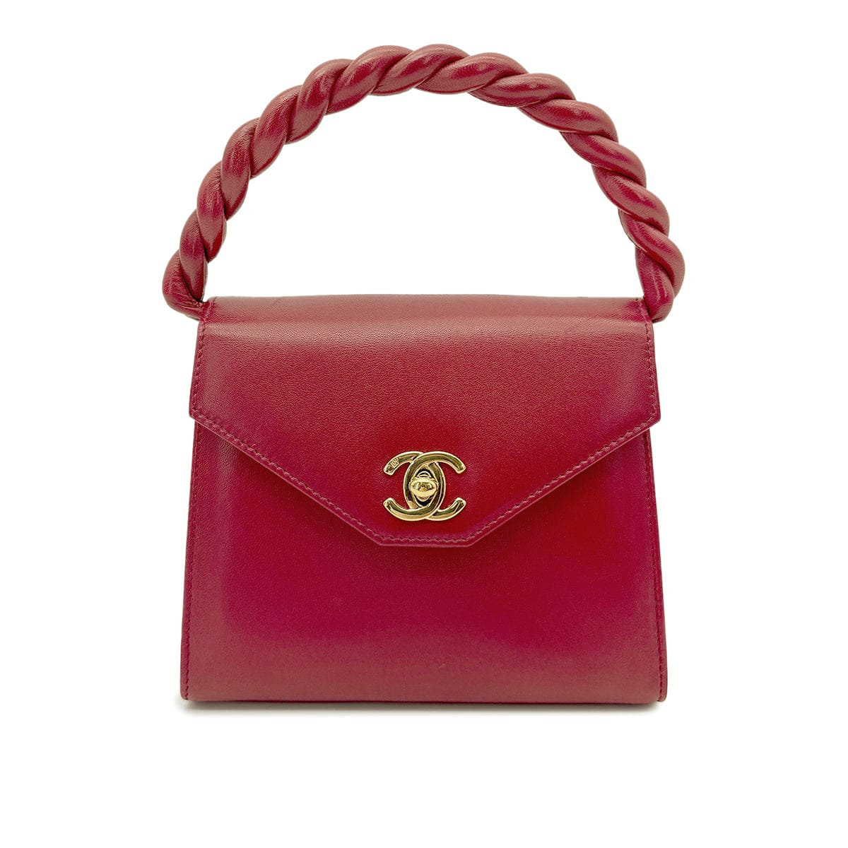 Chanel CHANEL VINTAGE HAND BAG RED LAMB SKIN 90268197