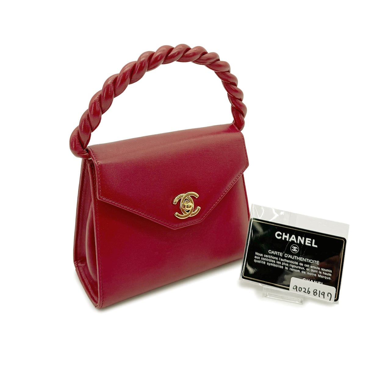 Chanel CHANEL VINTAGE HAND BAG RED LAMB SKIN 90268197