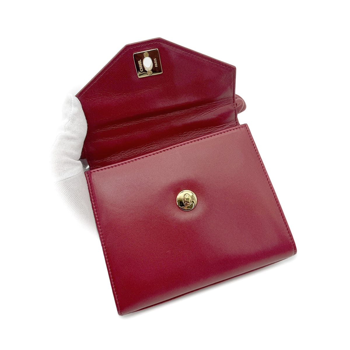 Chanel CHANEL VINTAGE HAND BAG RED LAMB SKIN 90268197