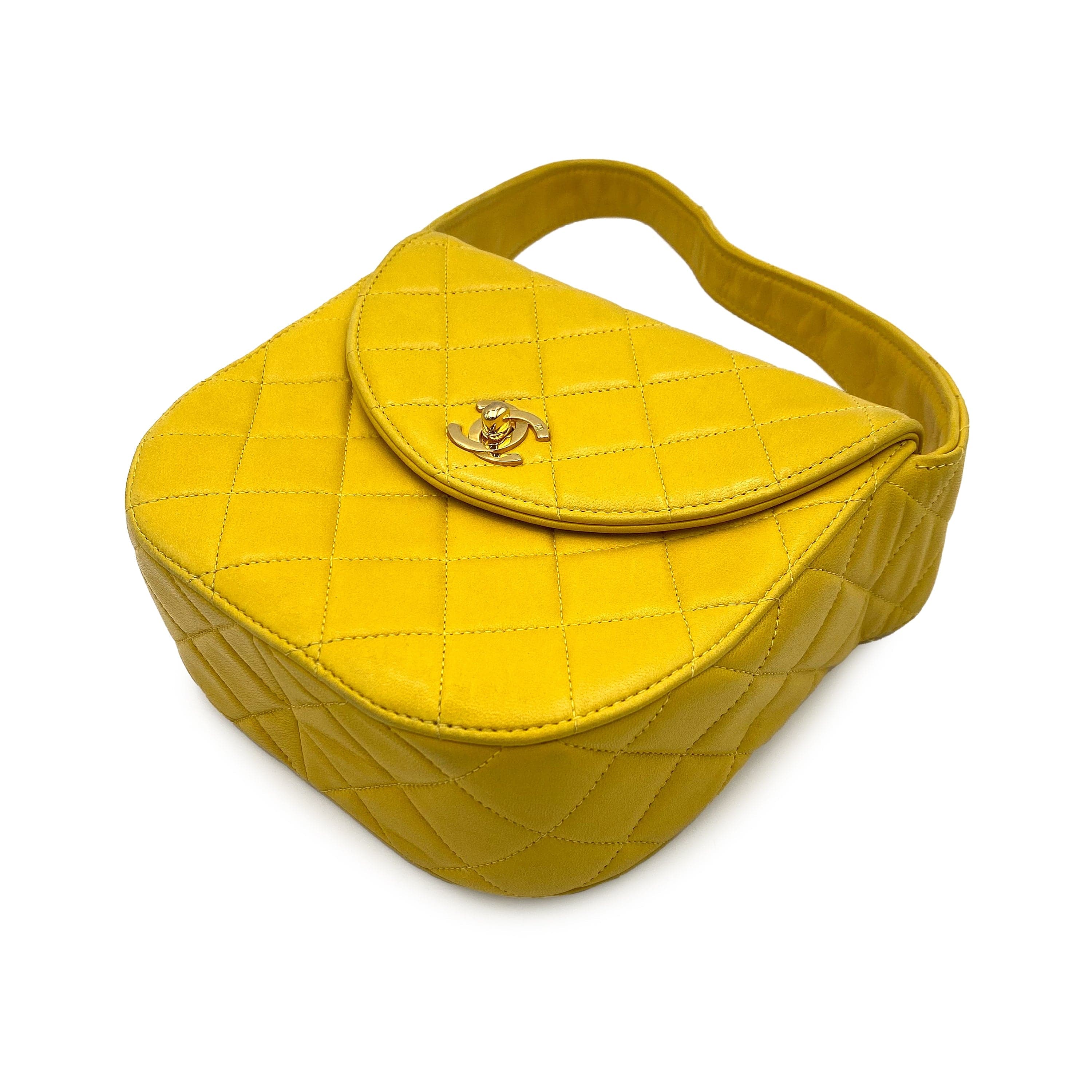 Chanel Chanel Vintage Hobo Vanity Yellow Lambskin GHW #2