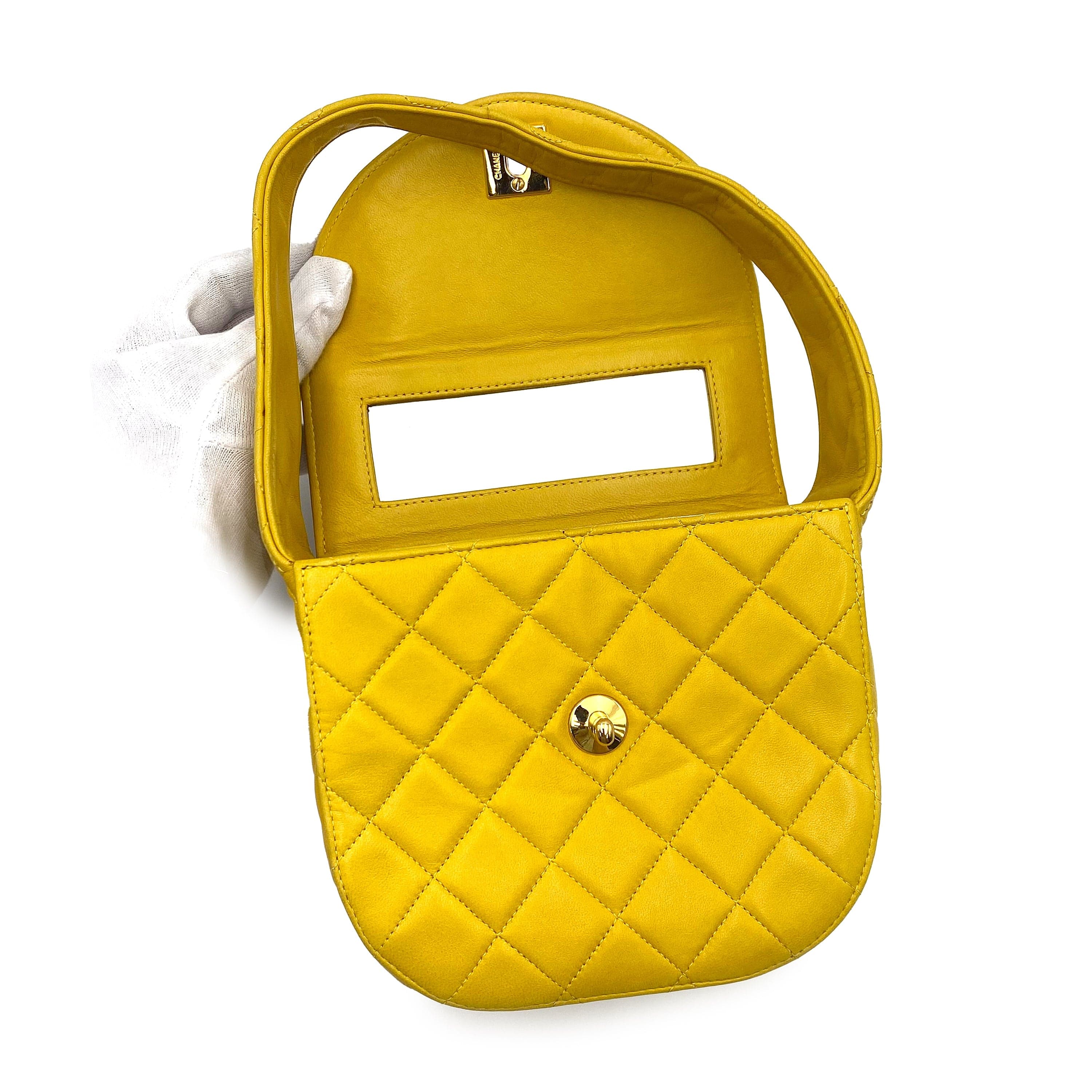 Chanel Chanel Vintage Hobo Vanity Yellow Lambskin GHW #2