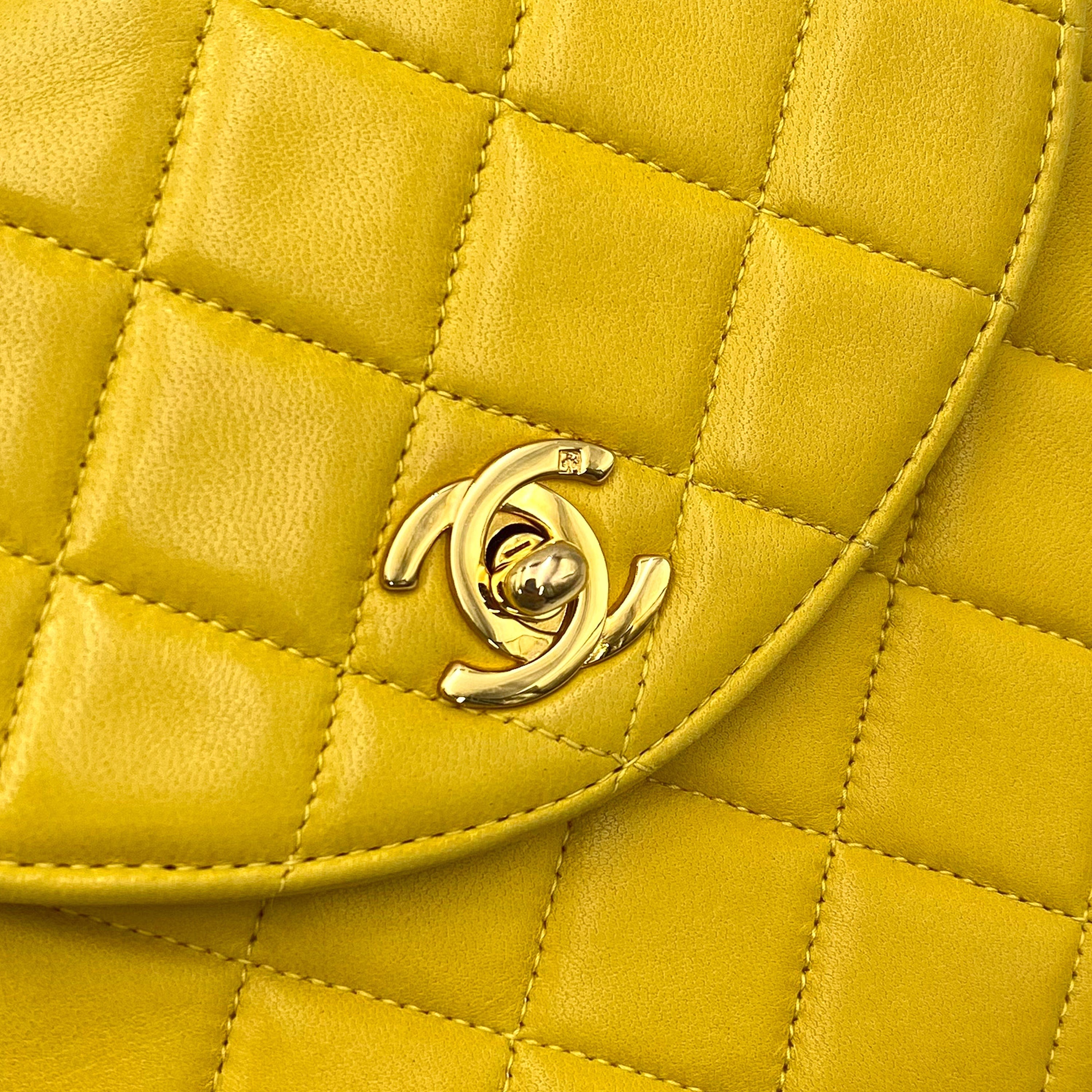 Chanel Chanel Vintage Hobo Vanity Yellow Lambskin GHW #2