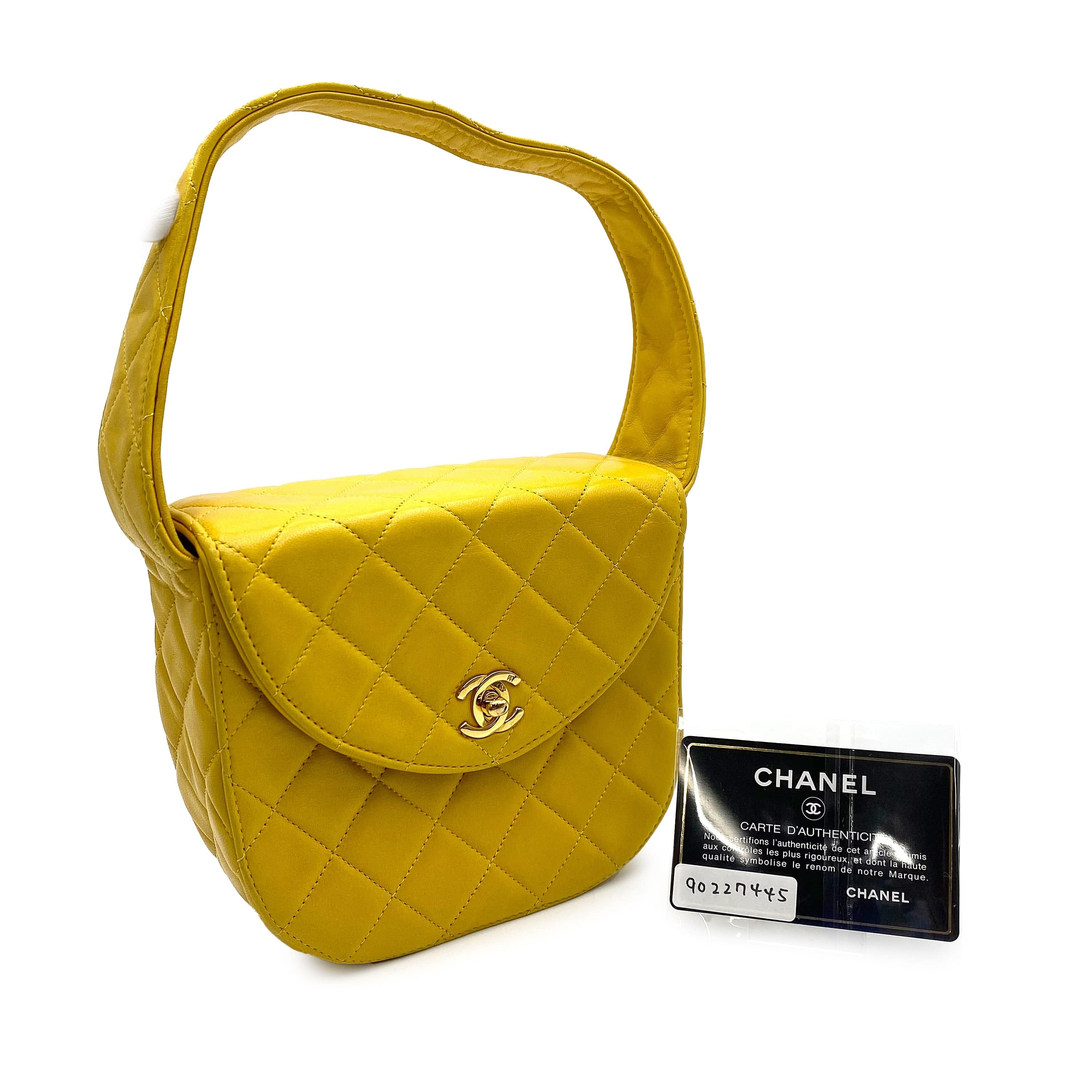 Chanel Chanel Vintage Hobo Vanity Yellow Lambskin GHW #2