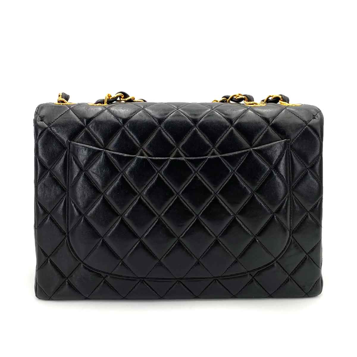 Chanel Chanel Vintage JUMBO MATELASSE 30 CHAIN SHOULDER BAG BLACK LAMB SKIN 90240948