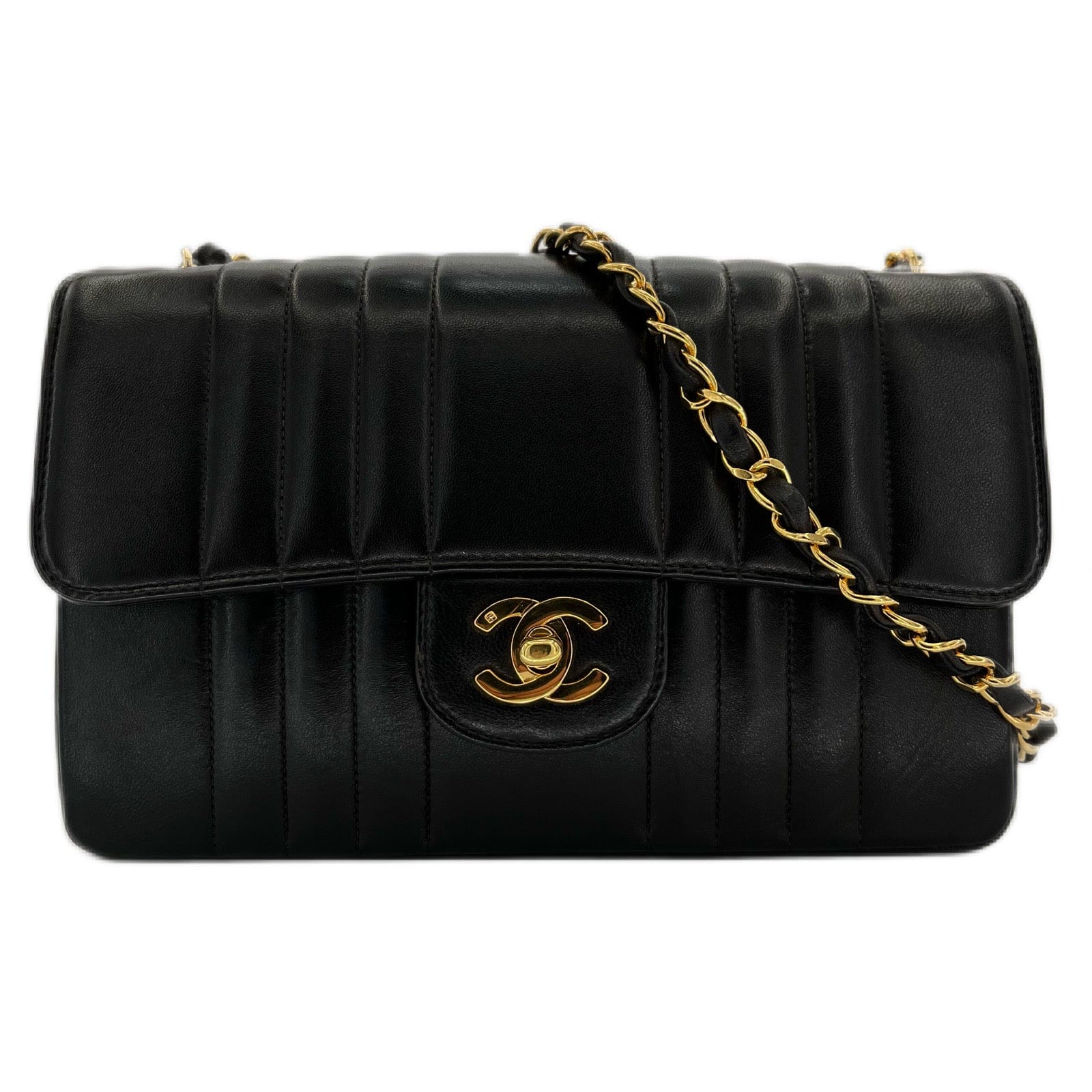 Chanel CHANEL VINTAGE MADEMOISELLE SMALL CHAIN SHOULDER BAG BLACK LEATHER 90165358