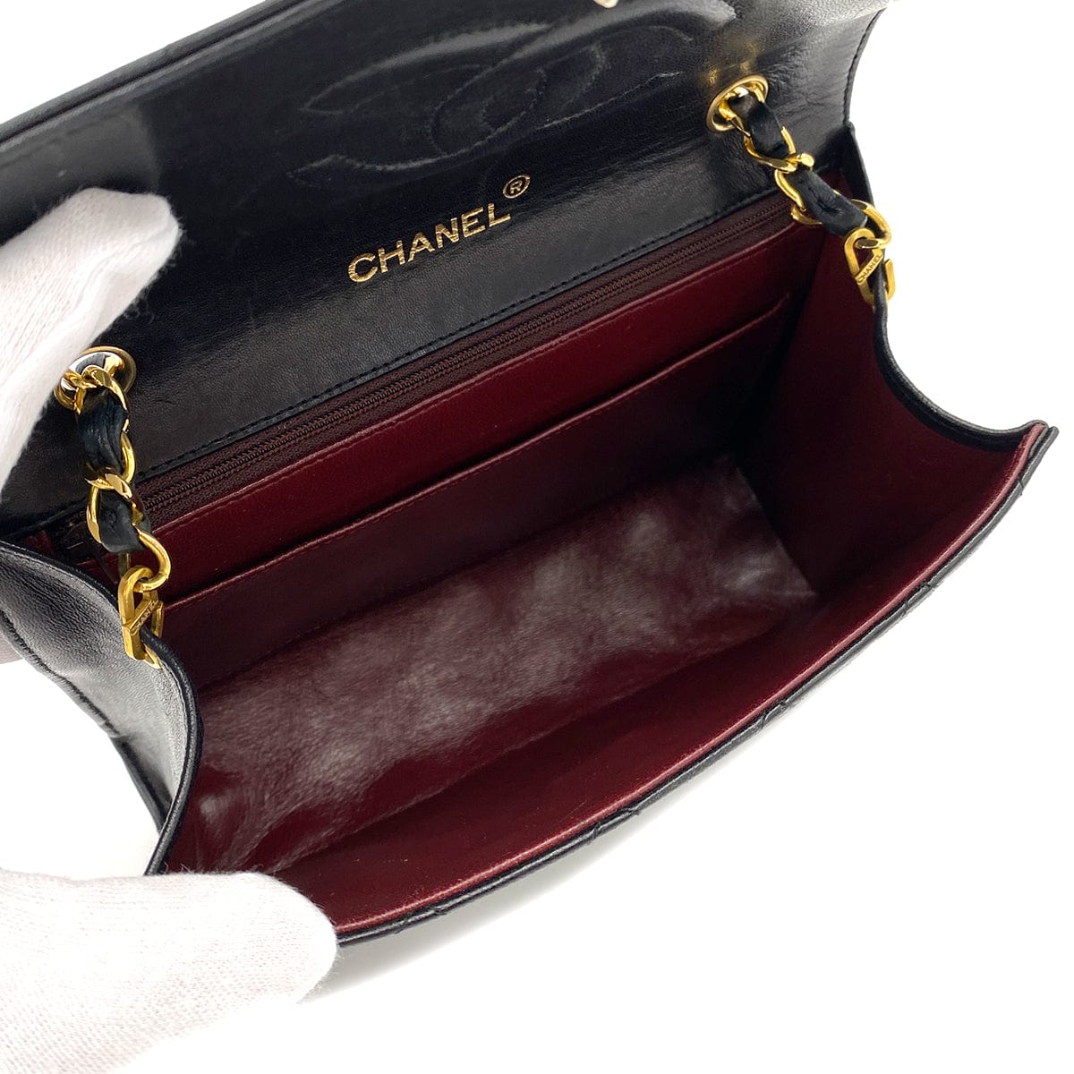 Chanel CHANEL VINTAGE MATELASSE BIG COCO CHAIN SHOULDER BAG BLACK LAMB SKIN 90237375