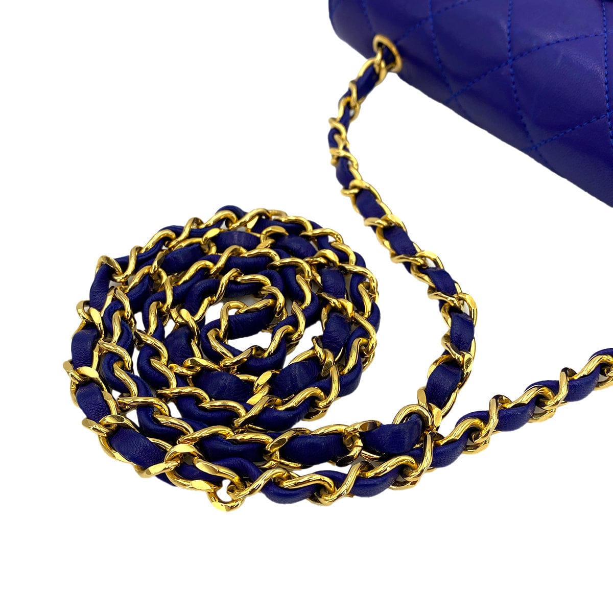 Chanel CHANEL VINTAGE MATELASSE BIG COCO CHAIN SHOULDER BAG BLUE LAMB SKIN 90238788