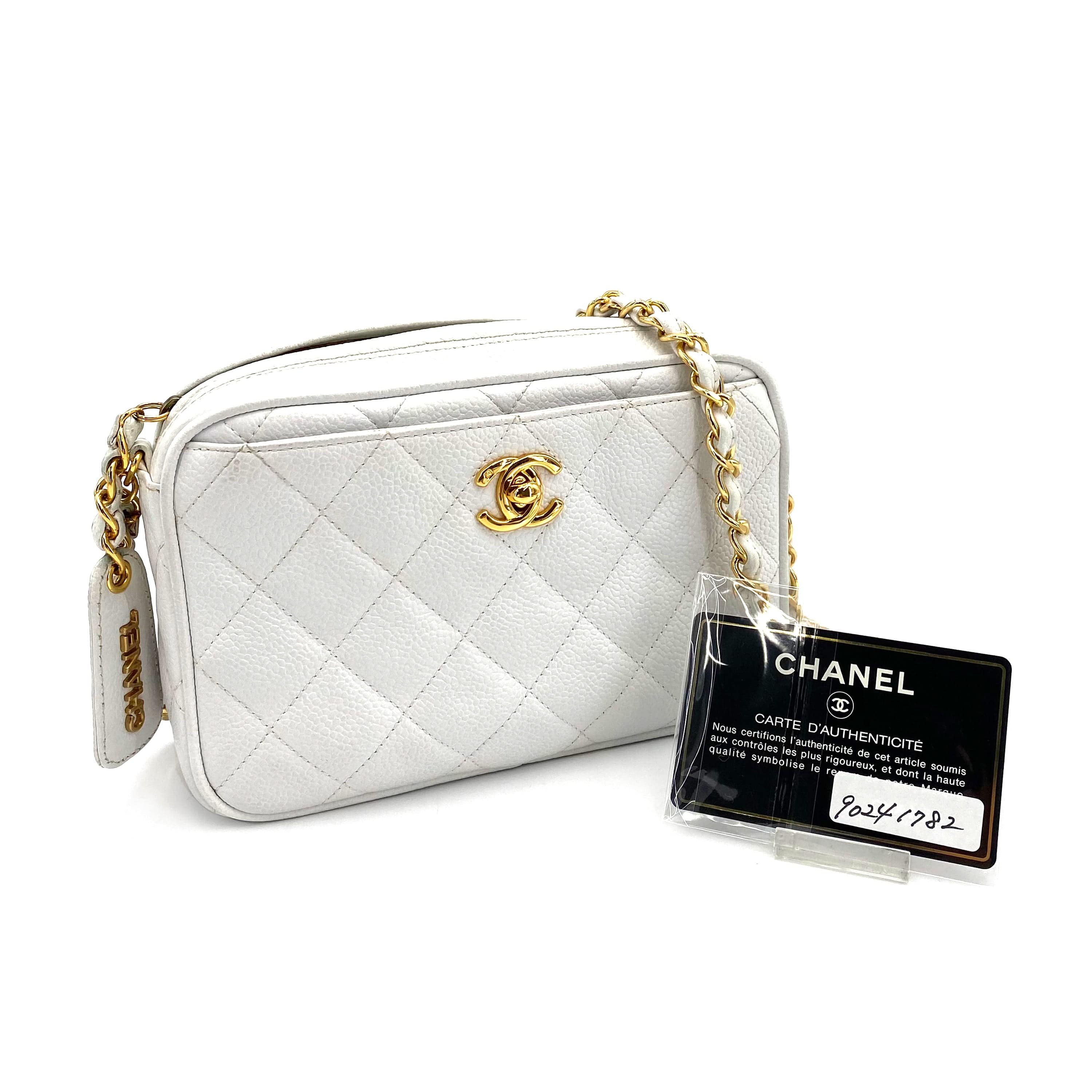 chanel CHANEL VINTAGE MATELASSE CHAIN SHULDER BAG WHITE CAVIAR SKIN 90241782