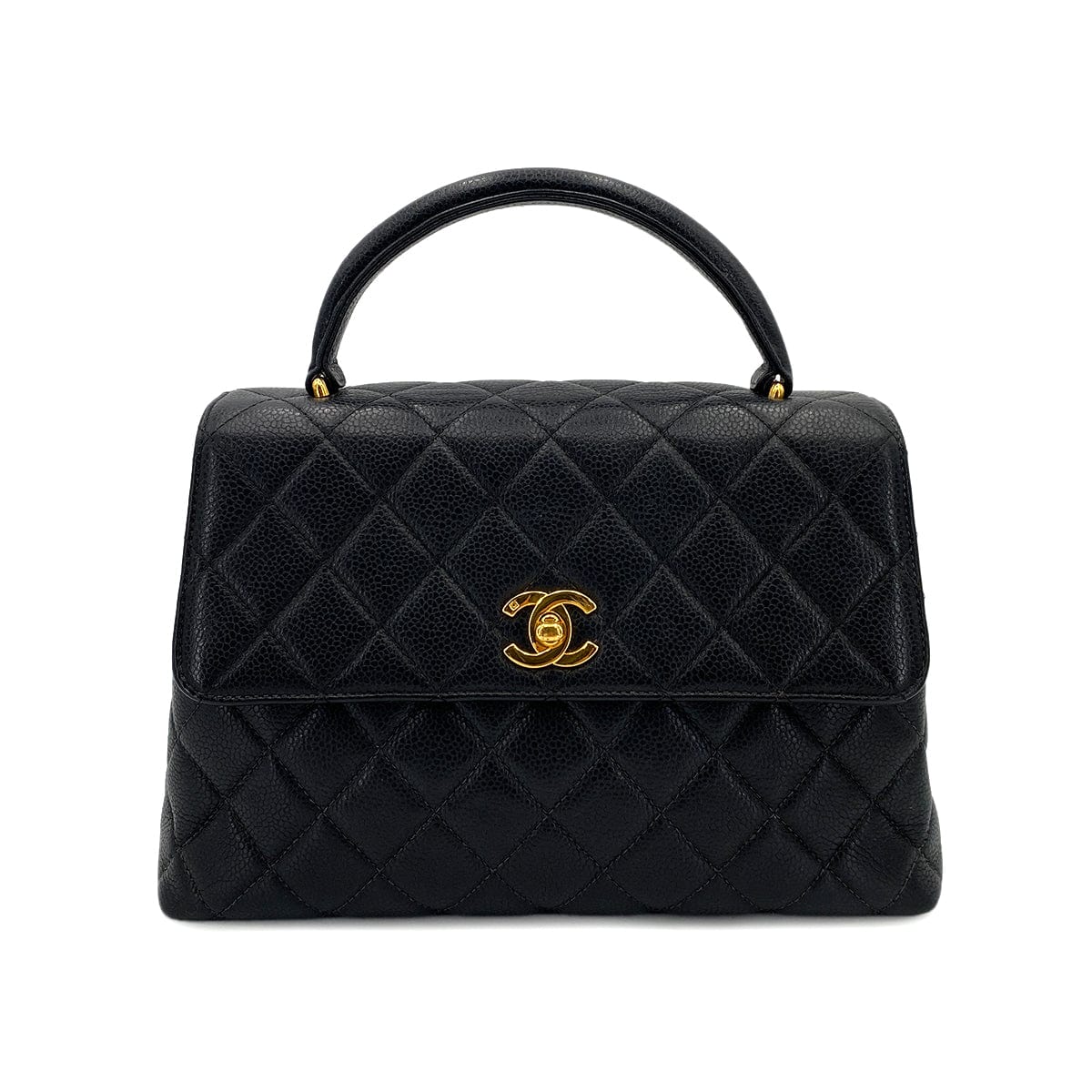 CHANEL CHANEL VINTAGE MATELASSE HAND BAG BLACK CAVIAR SKIN 90245067