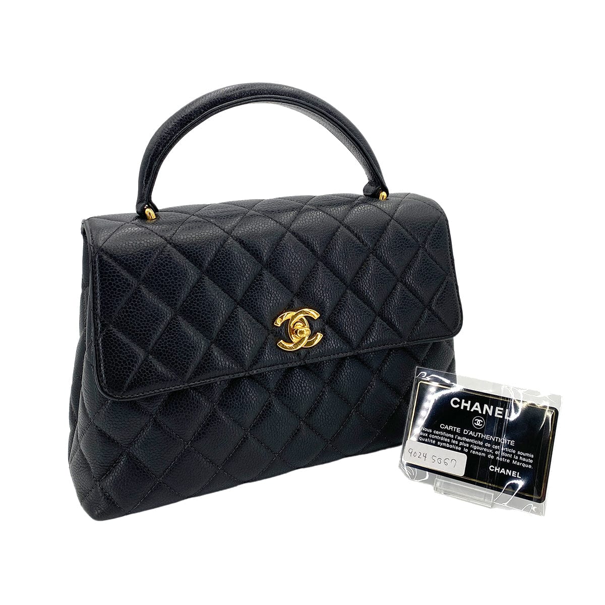 CHANEL CHANEL VINTAGE MATELASSE HAND BAG BLACK CAVIAR SKIN 90245067