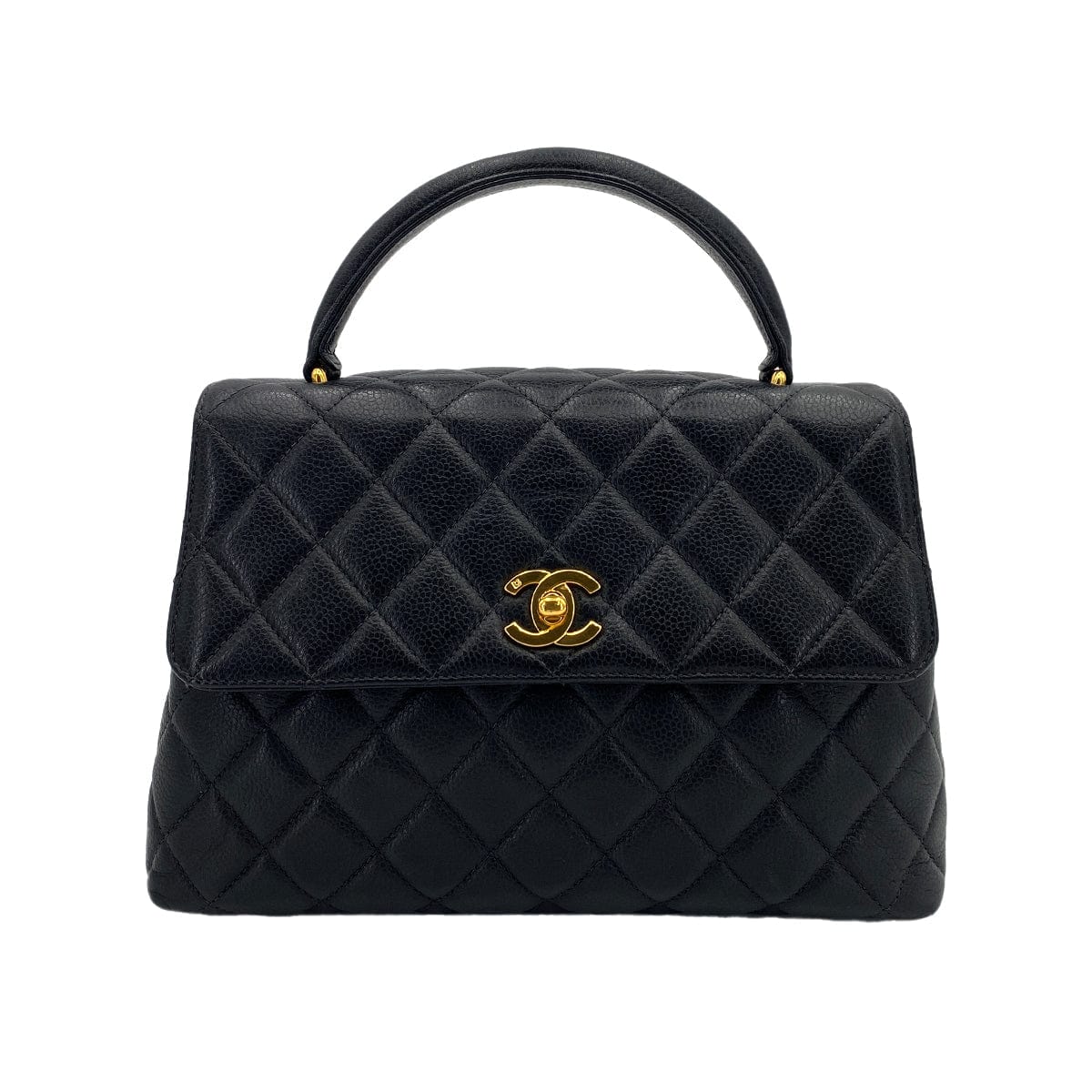 Chanel CHANEL VINTAGE MATELASSE HAND BAG BLACK CAVIAR SKIN 90247121