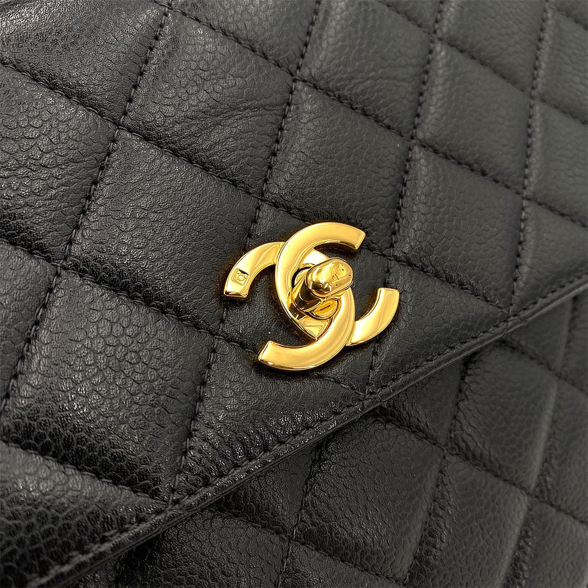 Chanel CHANEL VINTAGE MATELASSE HAND BAG BLACK CAVIAR SKIN 90247121