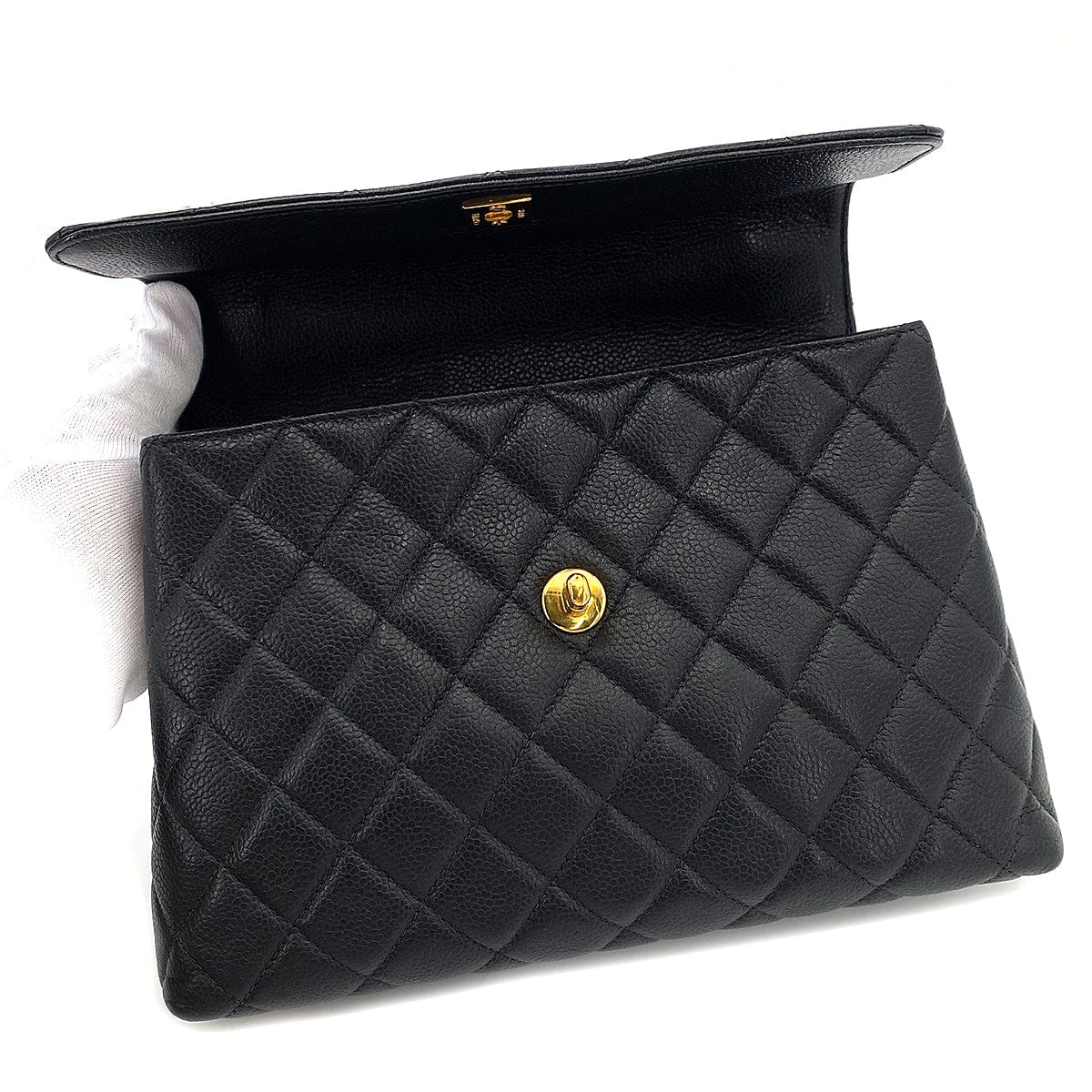 Chanel CHANEL VINTAGE MATELASSE HAND BAG BLACK CAVIAR SKIN 90247121