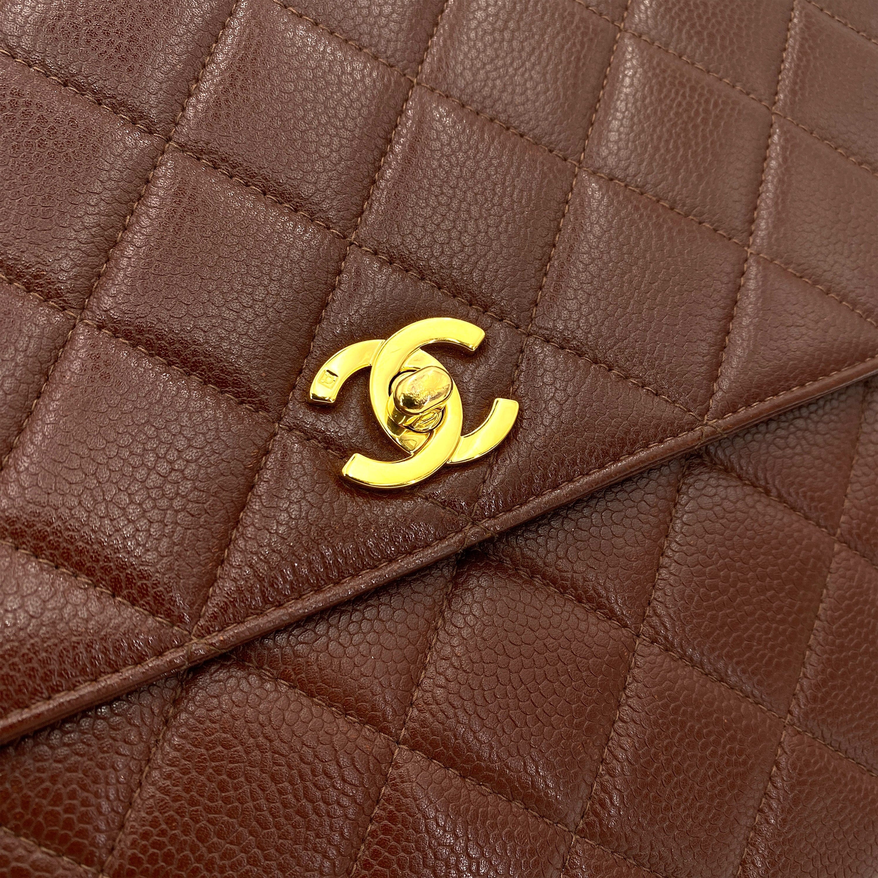 chanel CHANEL VINTAGE MATELASSE HAND BAG BROWN CAVIAR SKIN 90246904