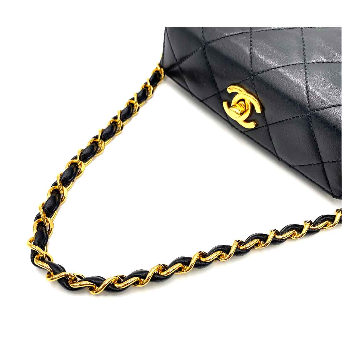 Chanel CHANEL VINTAGE MINI CHAIN HAND BAG BLACK LAMB SKIN 90226795