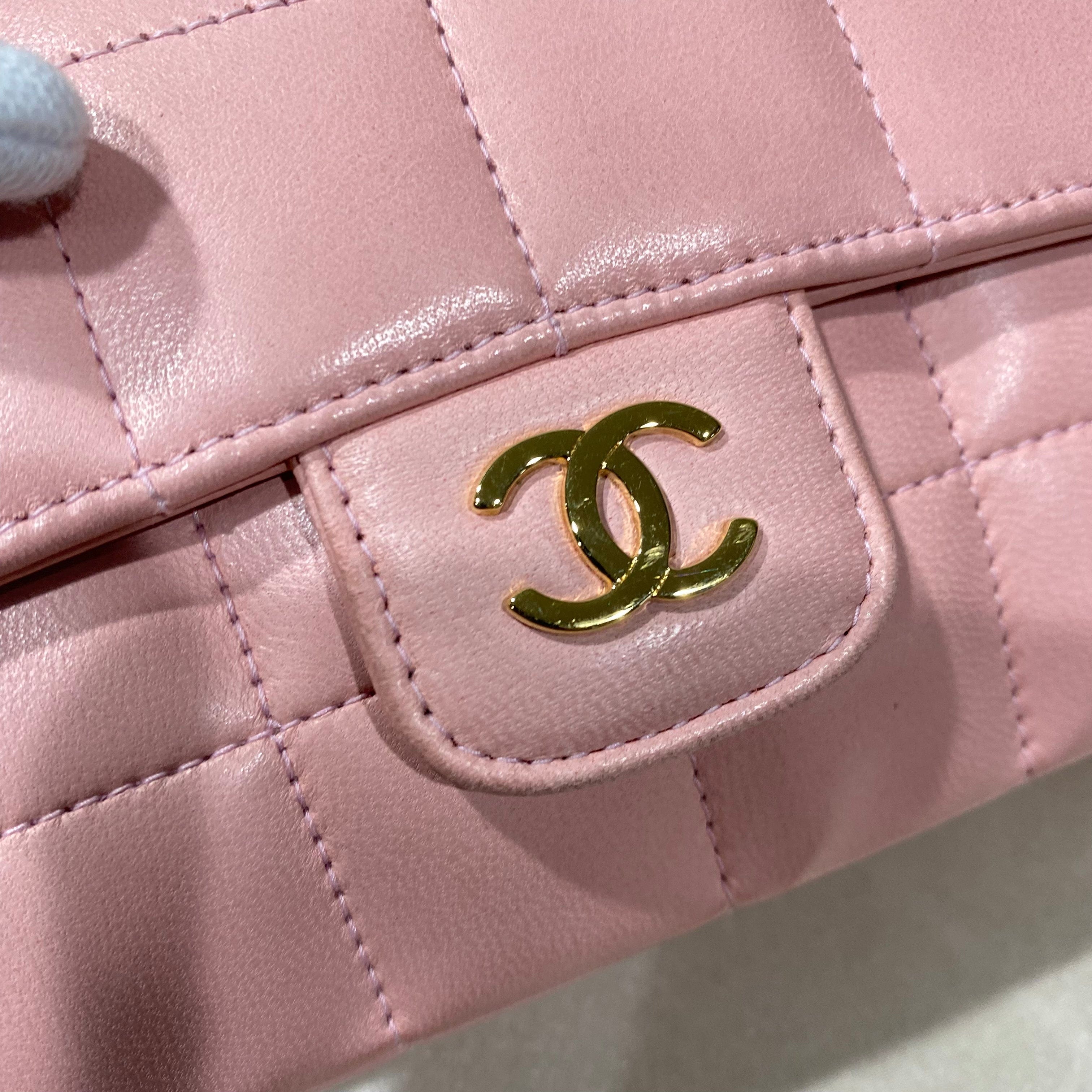 Chanel CHANEL VINTAGE MINI CHOCOLATE BAR CHAIN SHOULDER BAG PINK LAMB SKIN 90186564