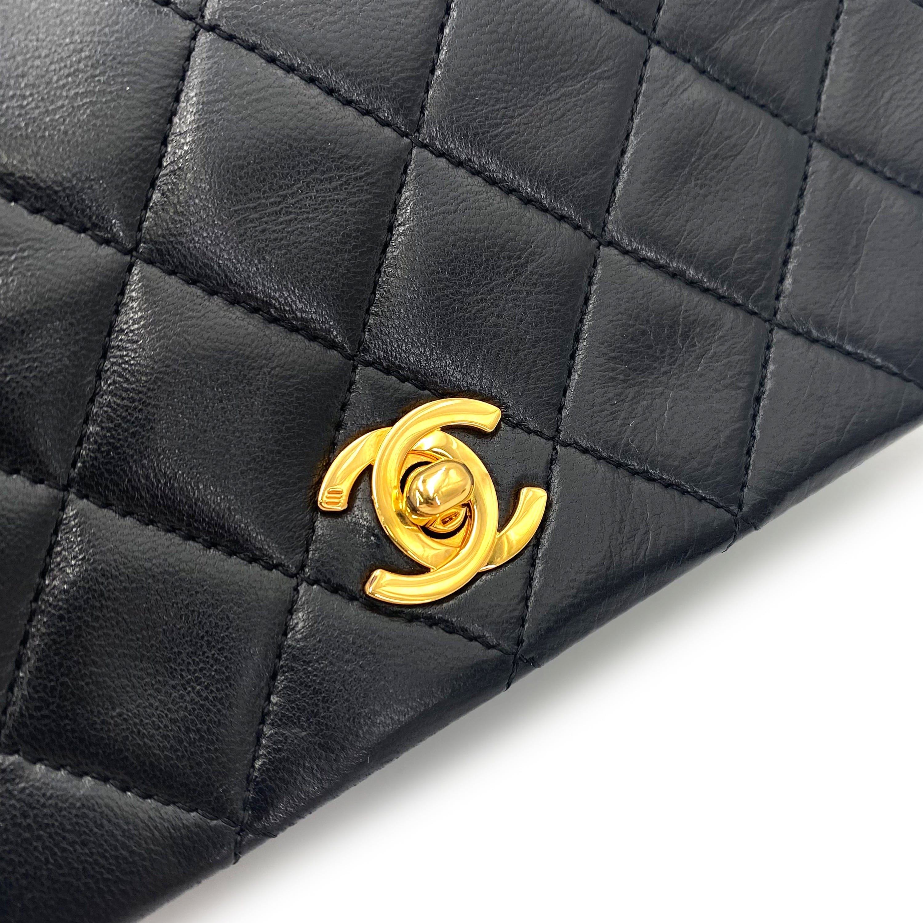 Chanel CHANEL VINTAGE MINI FULL FLAP CHAIN SHOULDER BAG BLACK LAMB SKIN 90240421