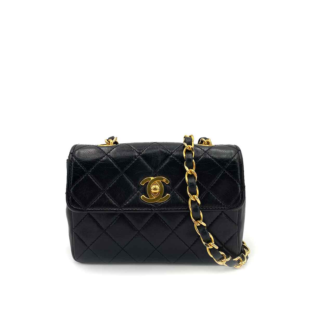 chanel Chanel Vintage Mini Quilted Flap Black Lambskin GHW #2 90241329