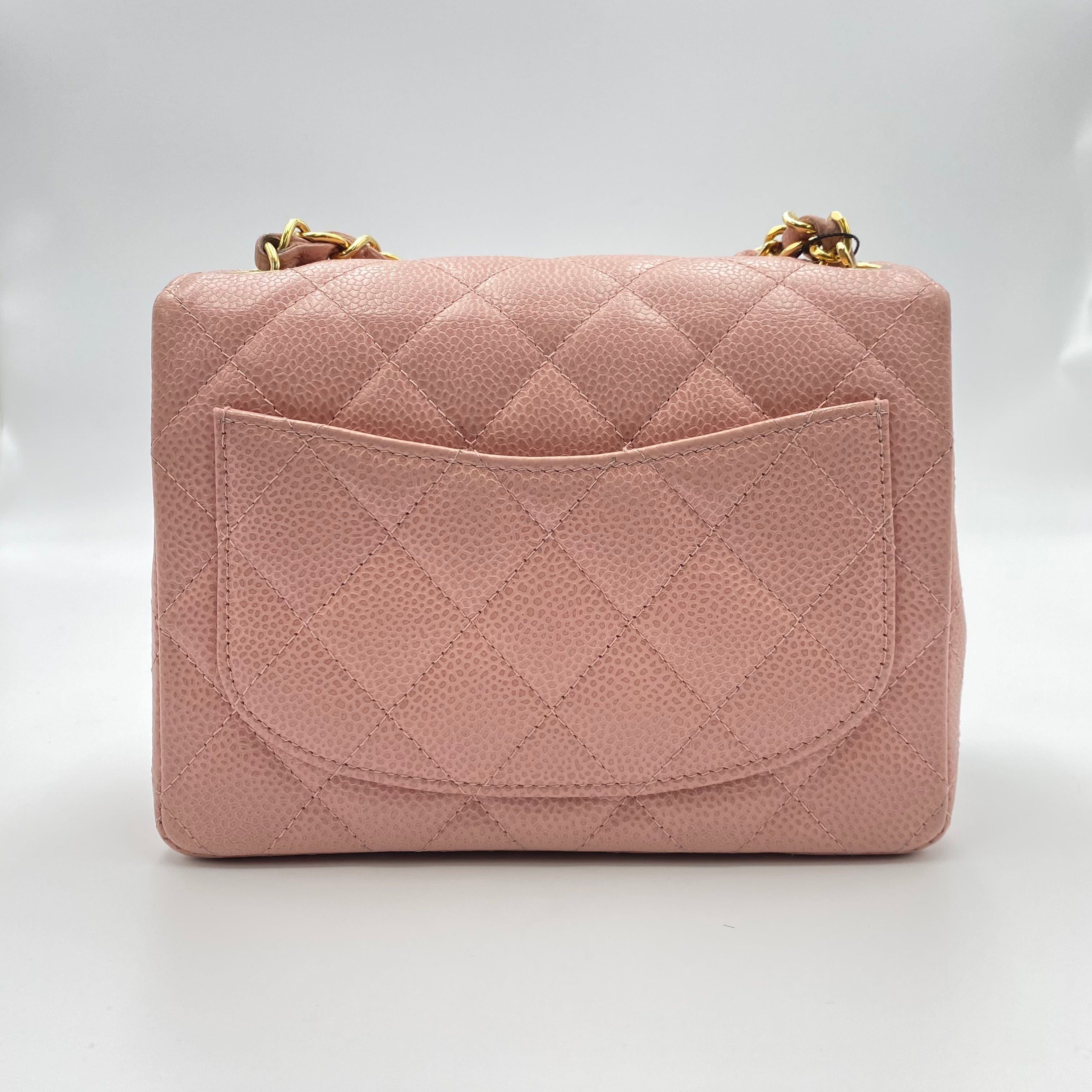 Chanel CHANEL VINTAGE MINI SQUARE 17 CHAIN SHOULDER BAG PINK CAVIAR SKIN 90216497