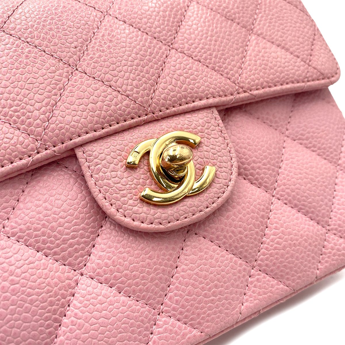 CHANEL CHANEL VINTAGE MINI SQUARE 17 CHAIN SHOULDER BAG PINK CAVIAR SKIN 90247991