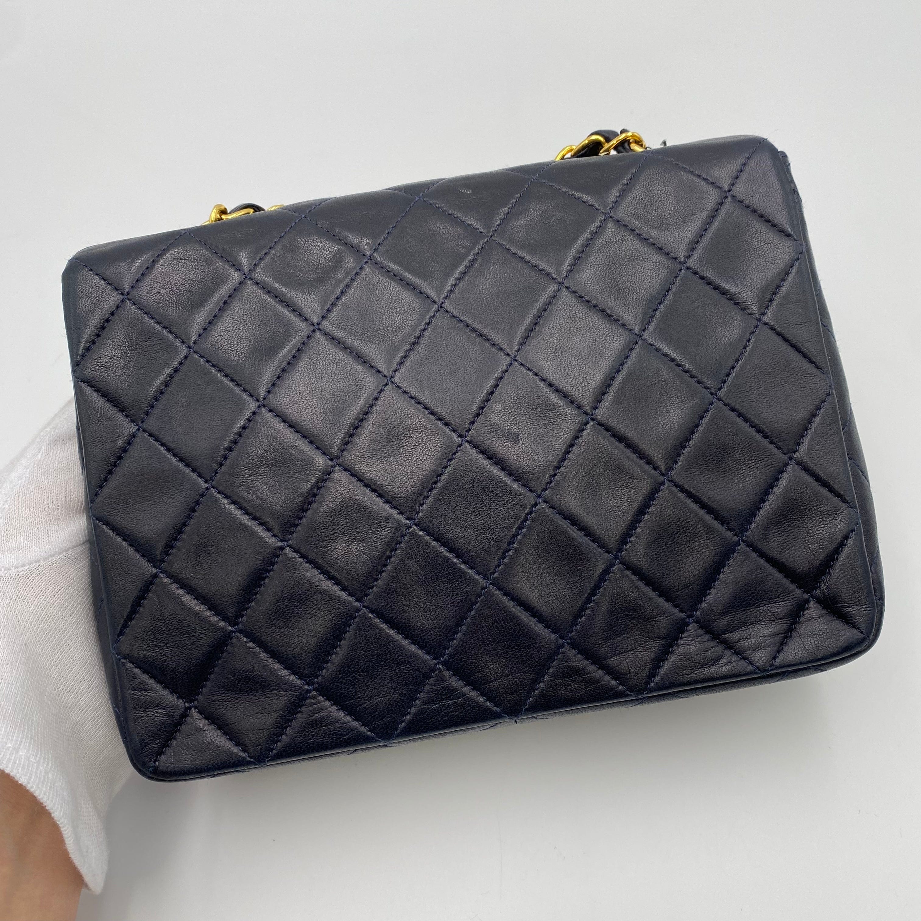 Chanel Chanel Vintage Mini Square 20 Navy Lambskin GHW #2 90220676