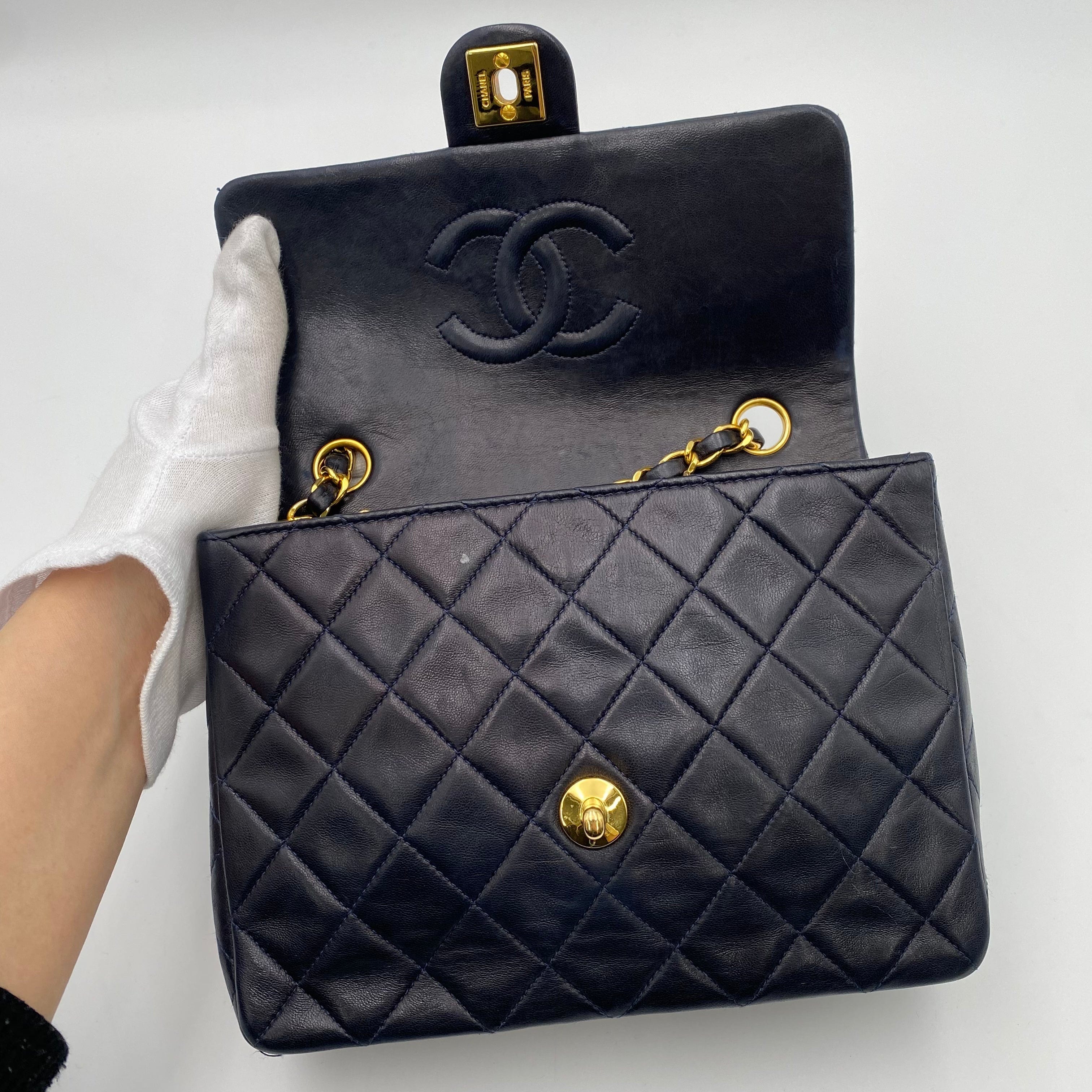 Chanel Chanel Vintage Mini Square 20 Navy Lambskin GHW #2 90220676