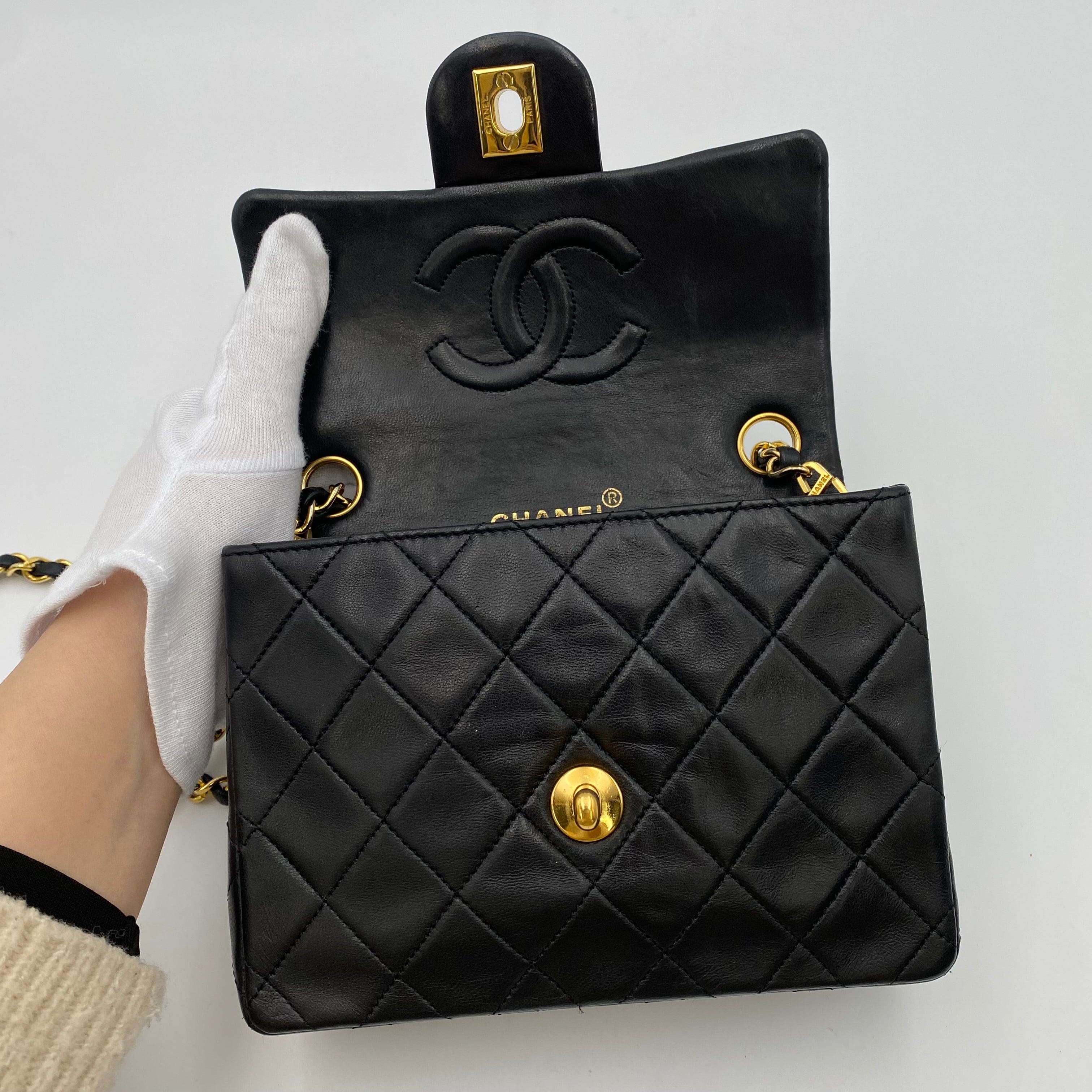 Chanel Chanel Vintage Mini Square Black Lambskin GHW #1