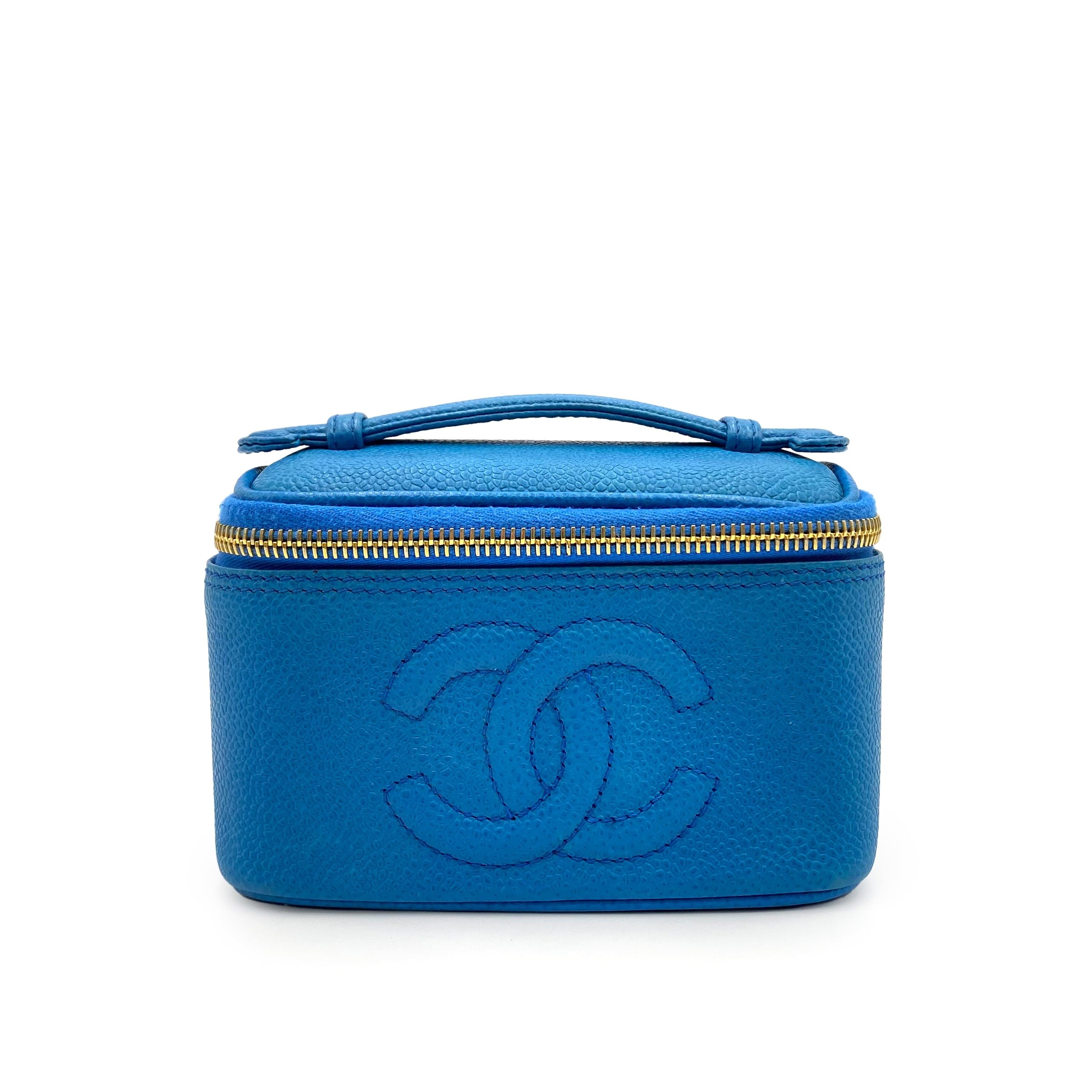 Chanel CHANEL VINTAGE MINI VANITY HAND BAG BLUE CAVIAR SKIN 90234752