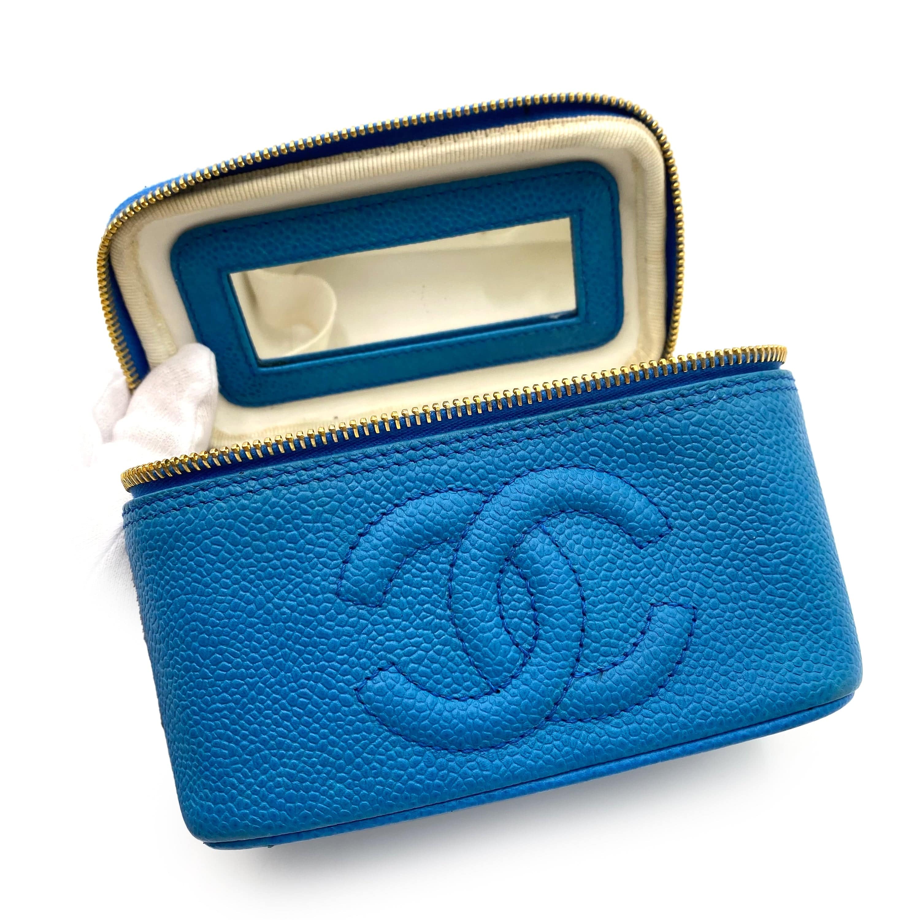 Chanel CHANEL VINTAGE MINI VANITY HAND BAG BLUE CAVIAR SKIN 90234752