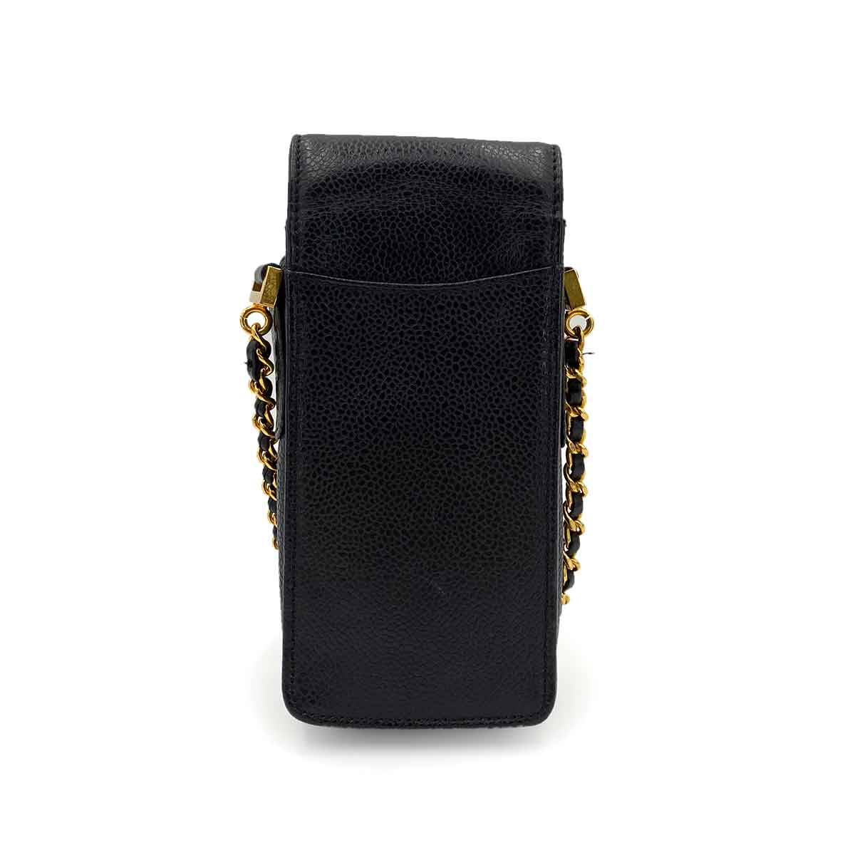 Chanel CHANEL VINTAGE MOBILE CASE CHAIN SHOULDER BLACK CAVIAR SKIN 90241287