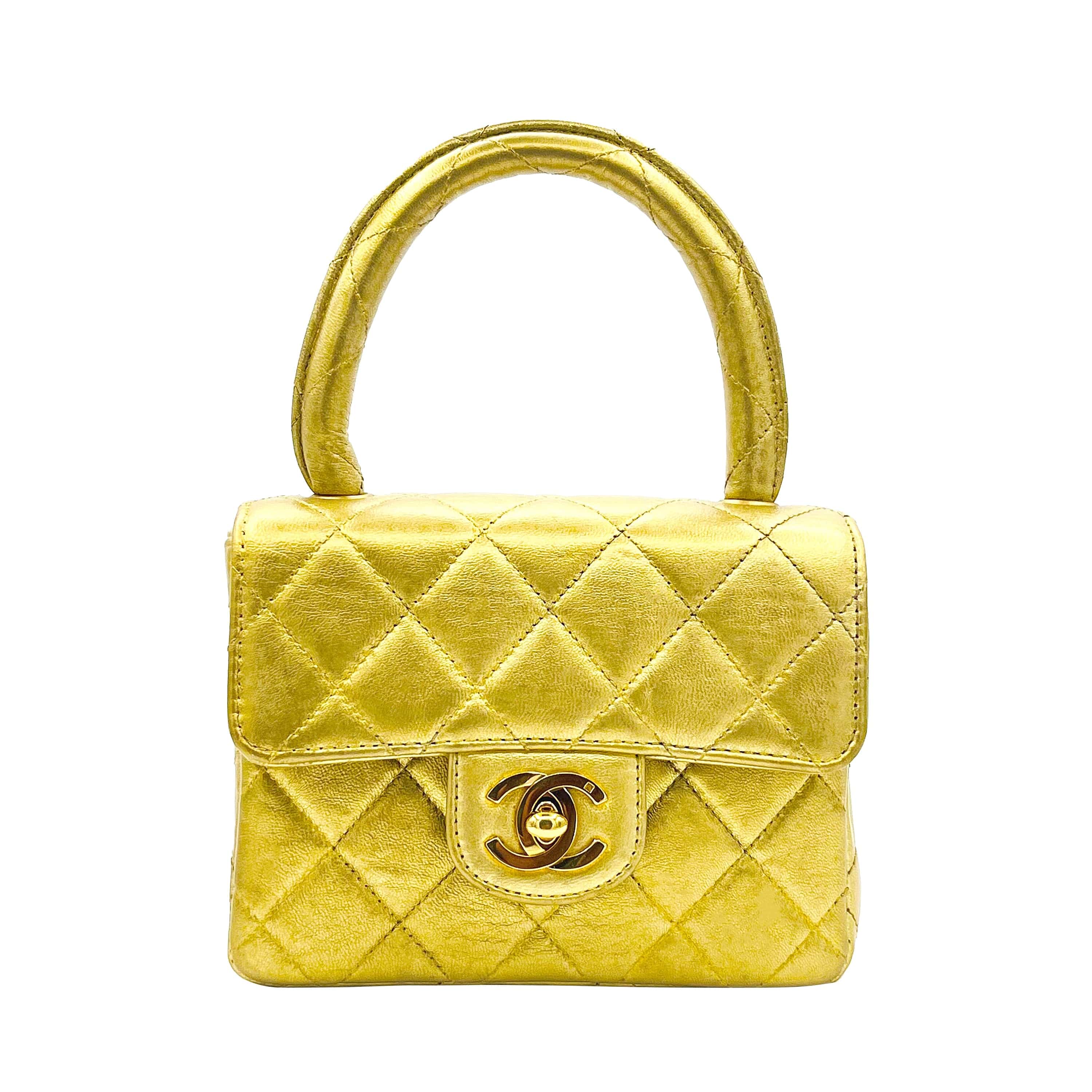 Chanel CHANEL VINTAGE PARENT-CHILD BAG GOLD LAMB SKIN 90196145