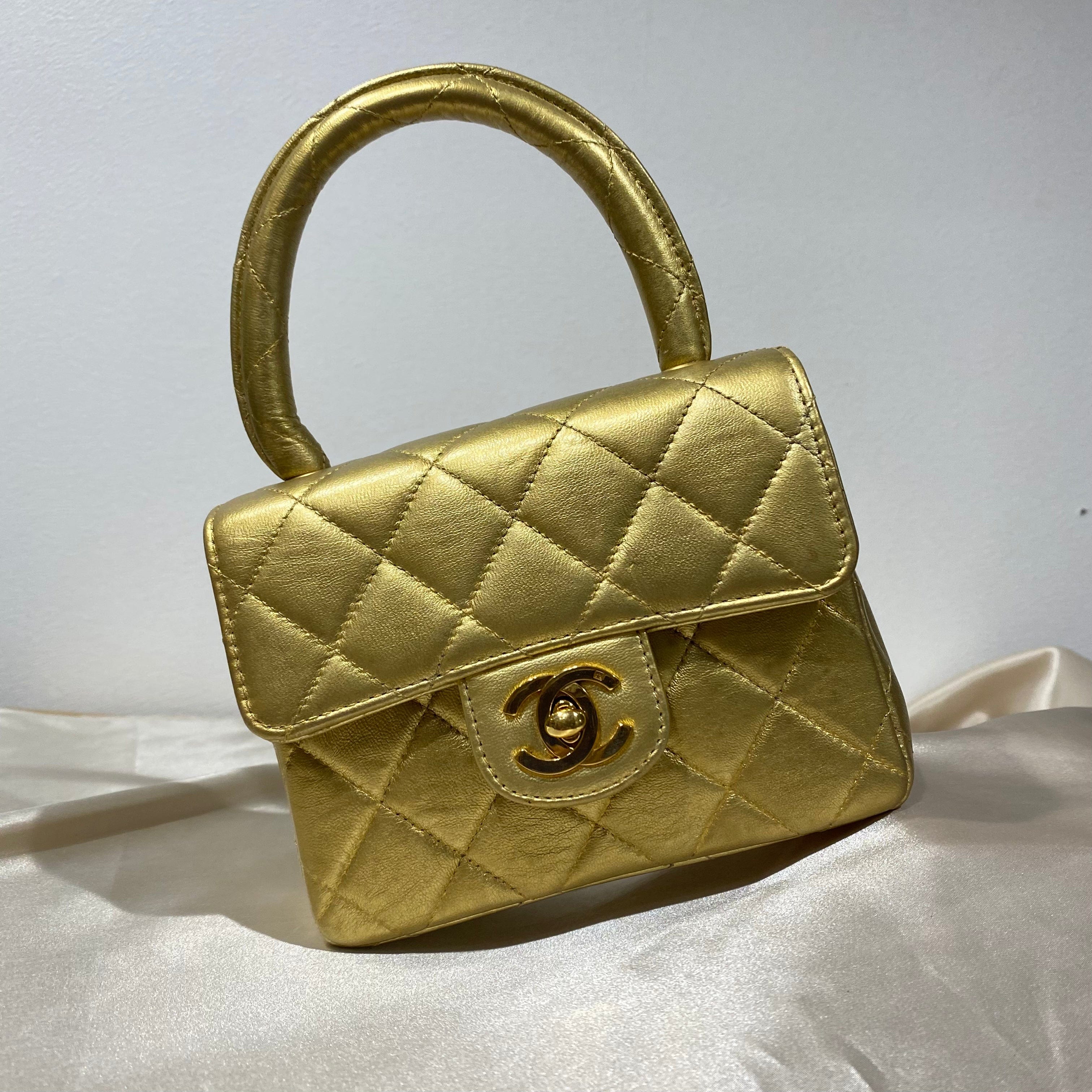 Chanel CHANEL VINTAGE PARENT-CHILD BAG GOLD LAMB SKIN 90196145