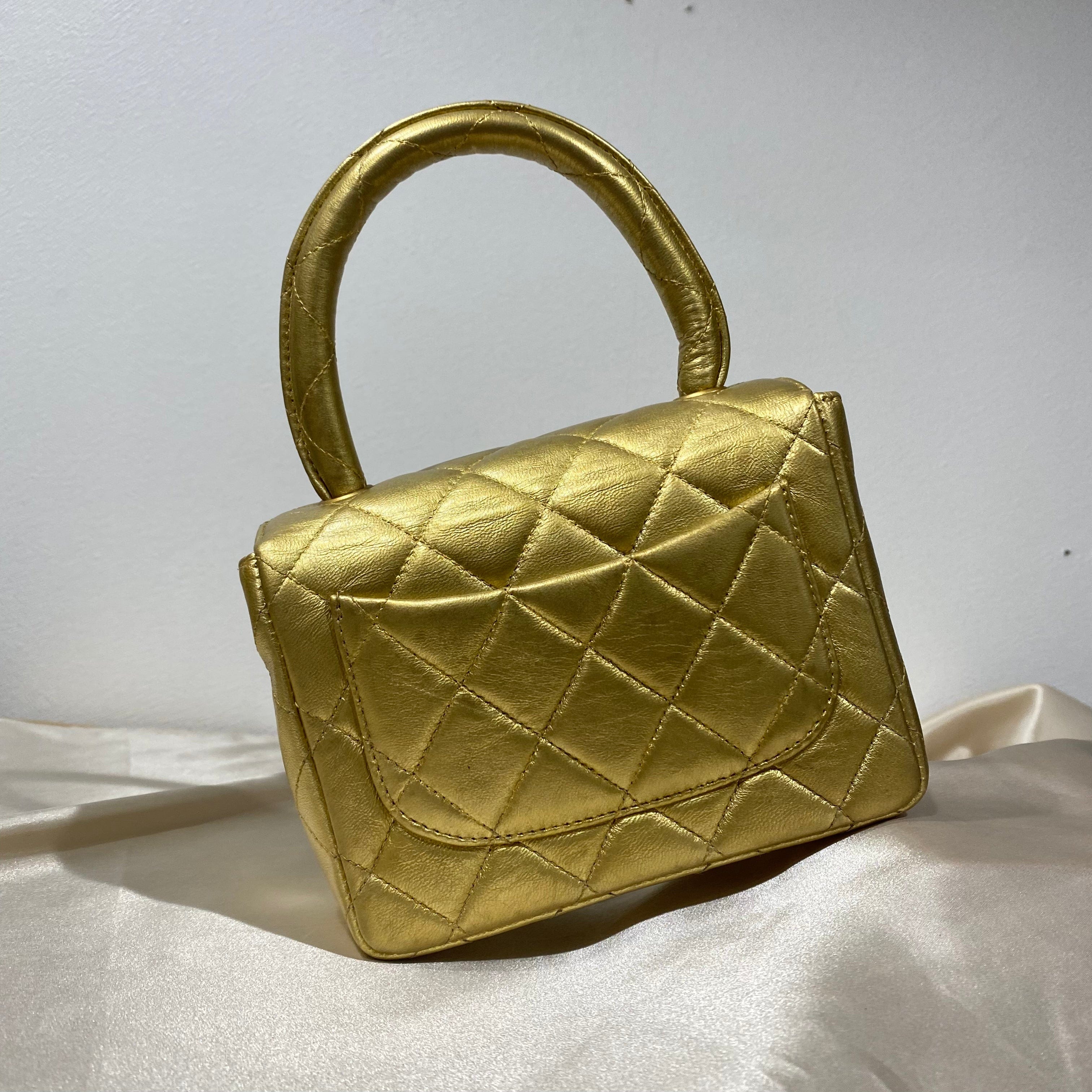 Chanel CHANEL VINTAGE PARENT-CHILD BAG GOLD LAMB SKIN 90196145