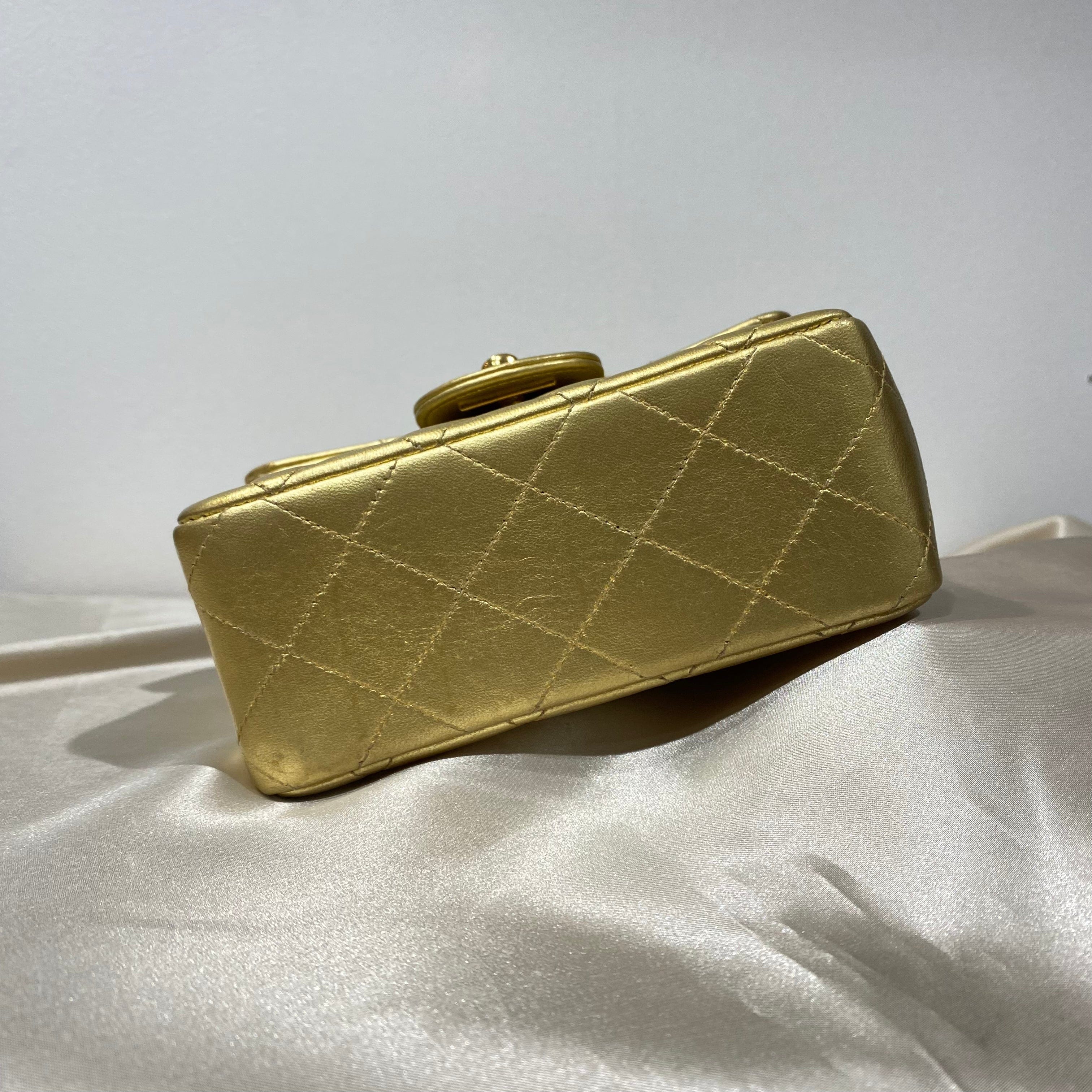 Chanel CHANEL VINTAGE PARENT-CHILD BAG GOLD LAMB SKIN 90196145