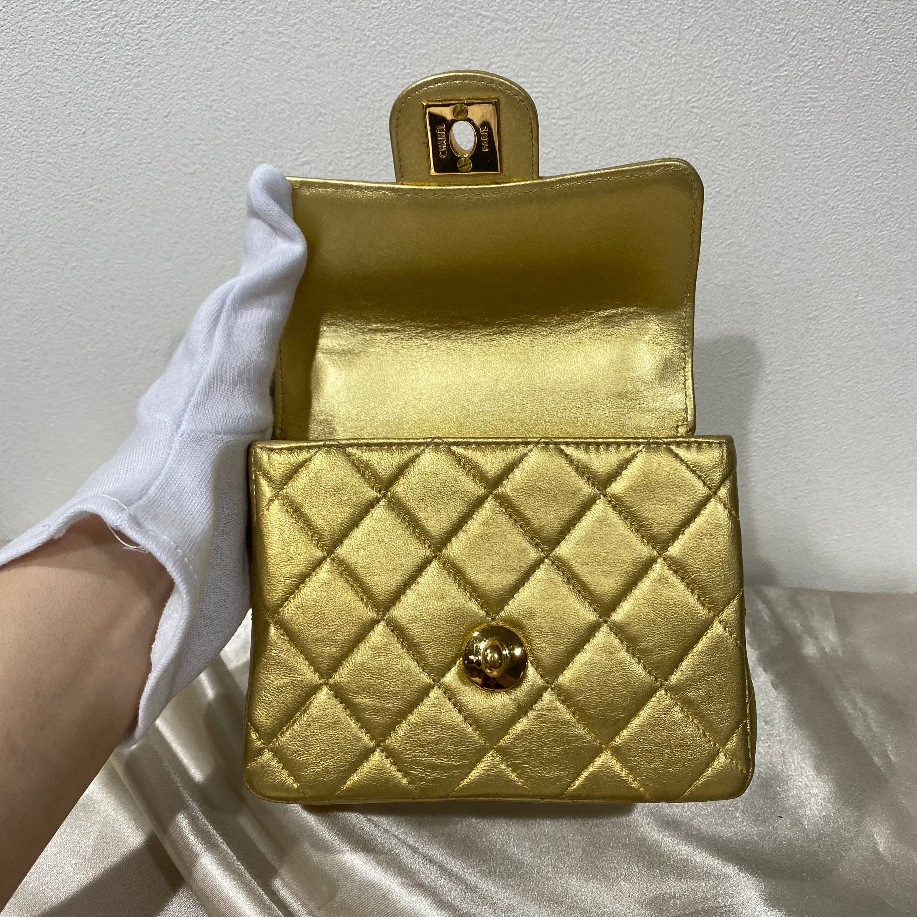 Chanel CHANEL VINTAGE PARENT-CHILD BAG GOLD LAMB SKIN 90196145