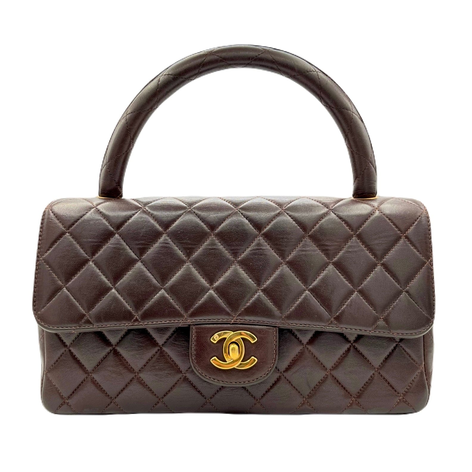 Chanel CHANEL VINTAGE PARENT-CHILD BAG PARENTS ONLY HAND BAG BROWN LAMB SKIN