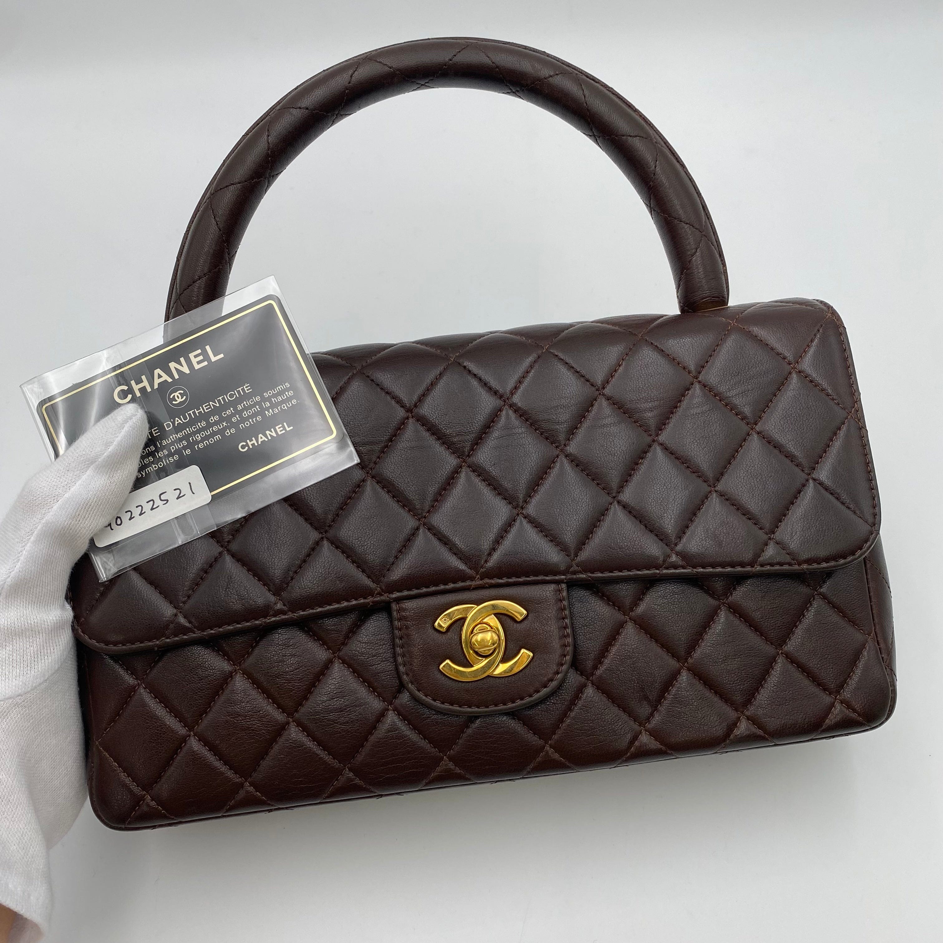 Chanel CHANEL VINTAGE PARENT-CHILD BAG PARENTS ONLY HAND BAG BROWN LAMB SKIN