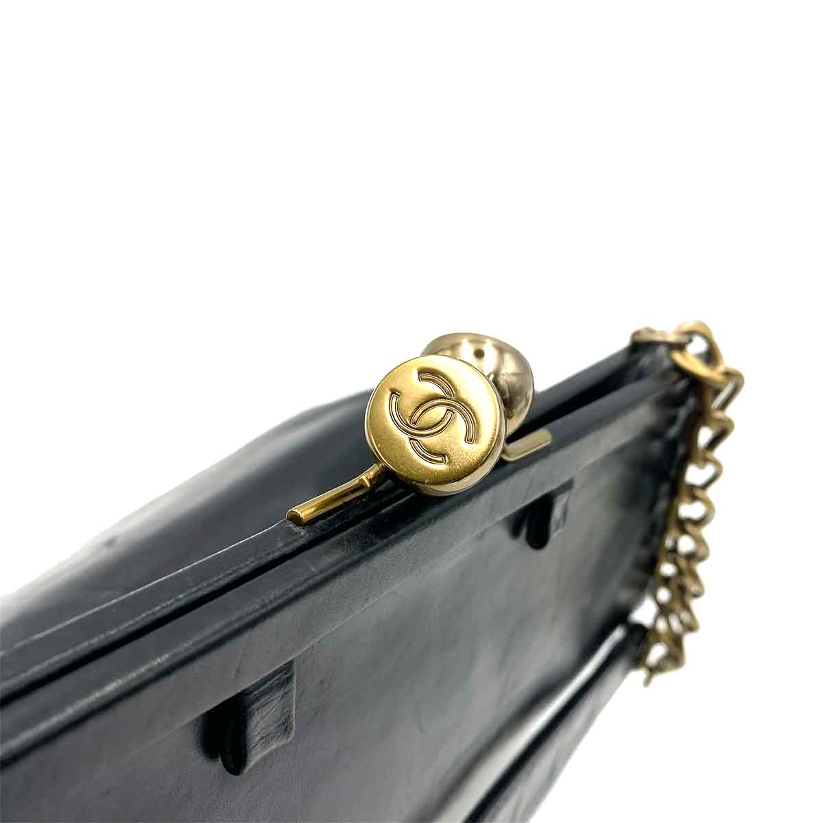 Chanel CHANEL VINTAGE POUCH CHAIN SHOULDER BAG BLACK LAMB SKIN 90231272