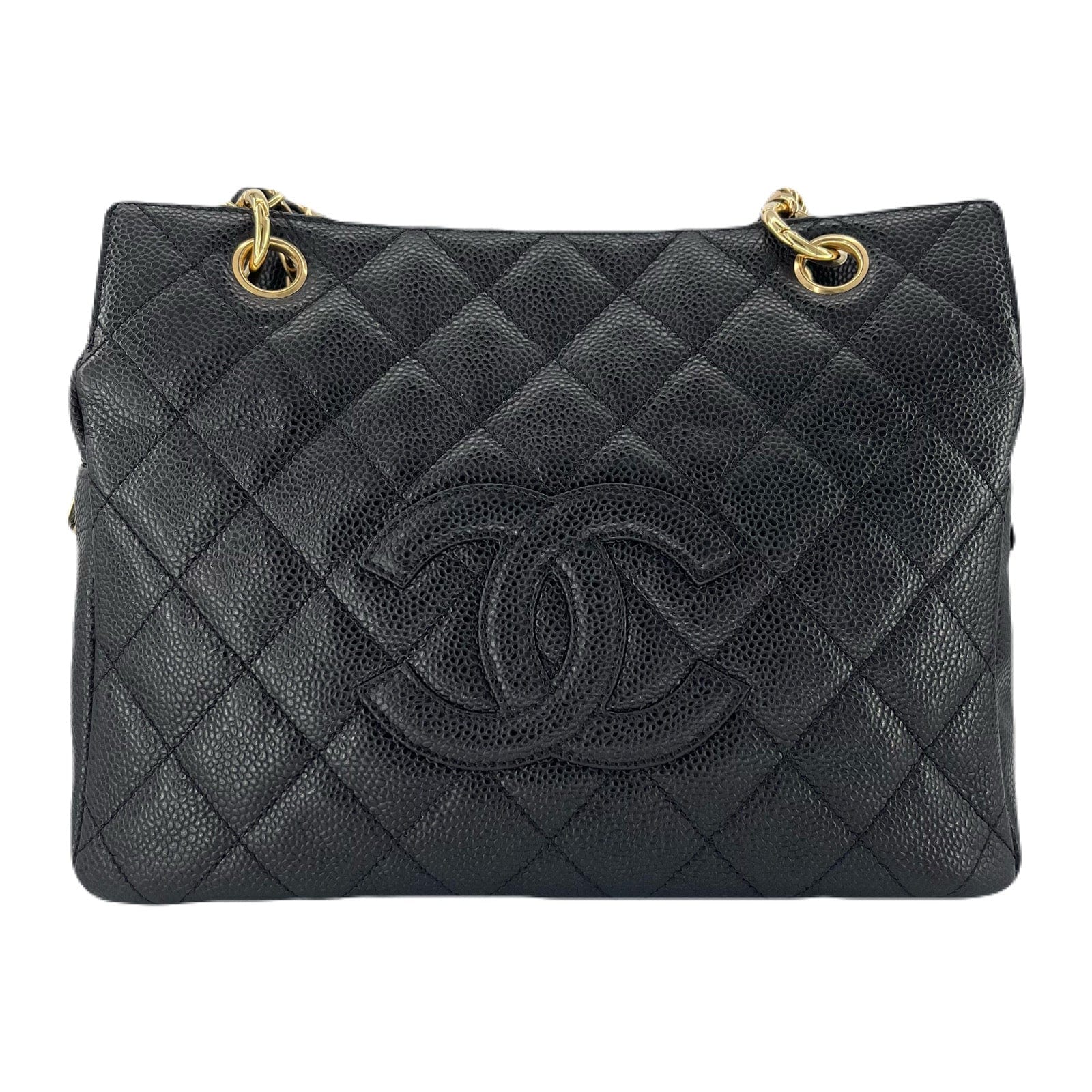 Chanel CHANEL VINTAGE PTT CHAIN TOTE BAG BLACK CAVIAR SKIN 90216548